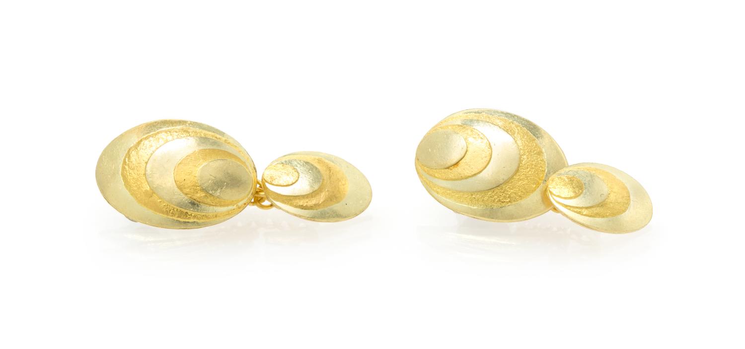 A Pair of Handmade 22 Karat Yellow Gold Cufflinks, Jean Stark, 7.20 dwts.