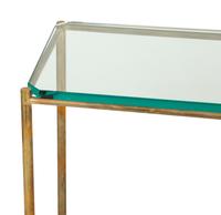 A Pair of Neoclassical Style Brass Console Tables with Glass Tops