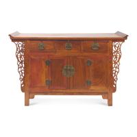 A Chinese Huanghuali and Hardwood Coffer Cabinet, 20th Century — 近代 黃花梨拼硬木翹頭二連櫥