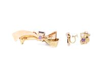RETRO, BICOLOR GOLD, AMETHYST, AND MOONSTONE DEMI PARURE