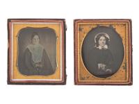 [EARLY PHOTOGRAPHY]. 6 sixth plate daguerreotypes of women wearing fur garments or accessories.