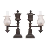 A Pair of Bronze Argand Lamps