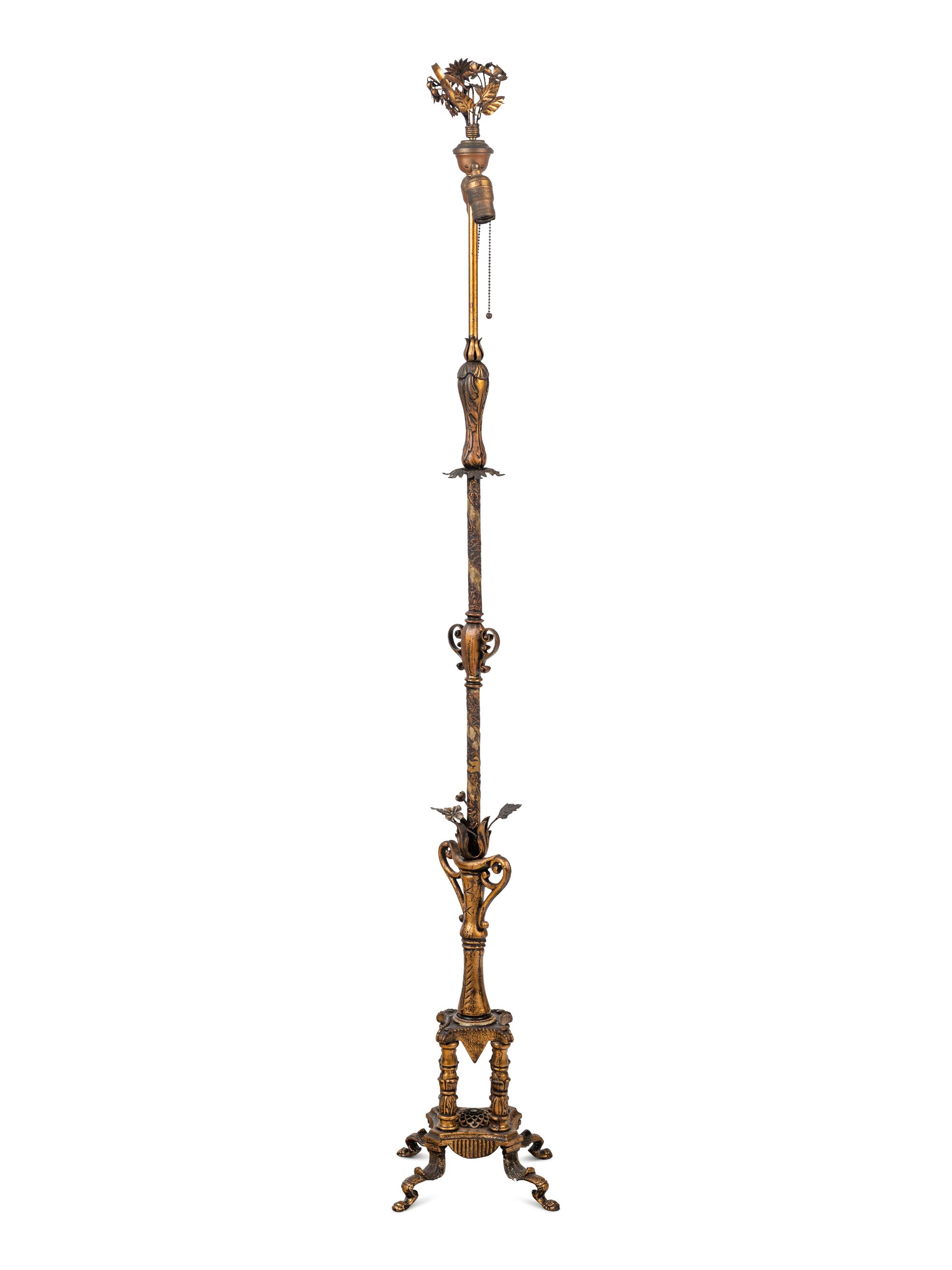 A Gilt Metal Floor Lamp