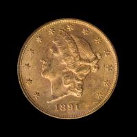 A United States 1891-S Liberty Head $20 Gold Coin
