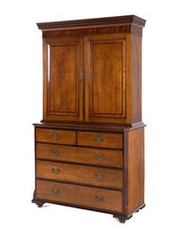 A George III Oak and Mahogany Linen Press