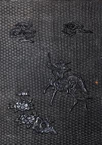 A Japanese Porcelain and Metal Inset Wood Chest