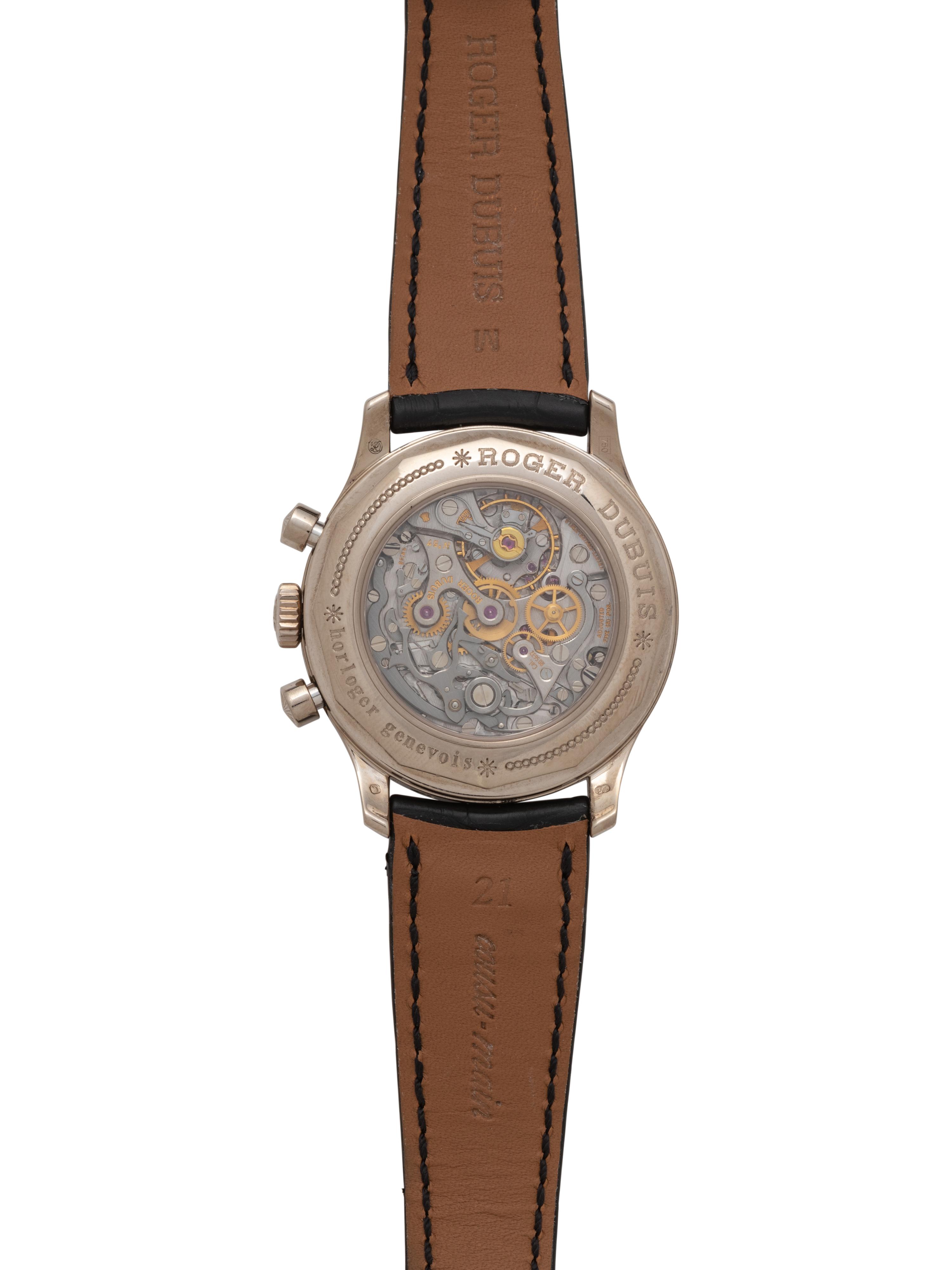 ROGER DUBUIS, 18K WHITE GOLD PERPETUAL CALENDAR CHRONOGRAPH 'HOMMAGE' WATCH