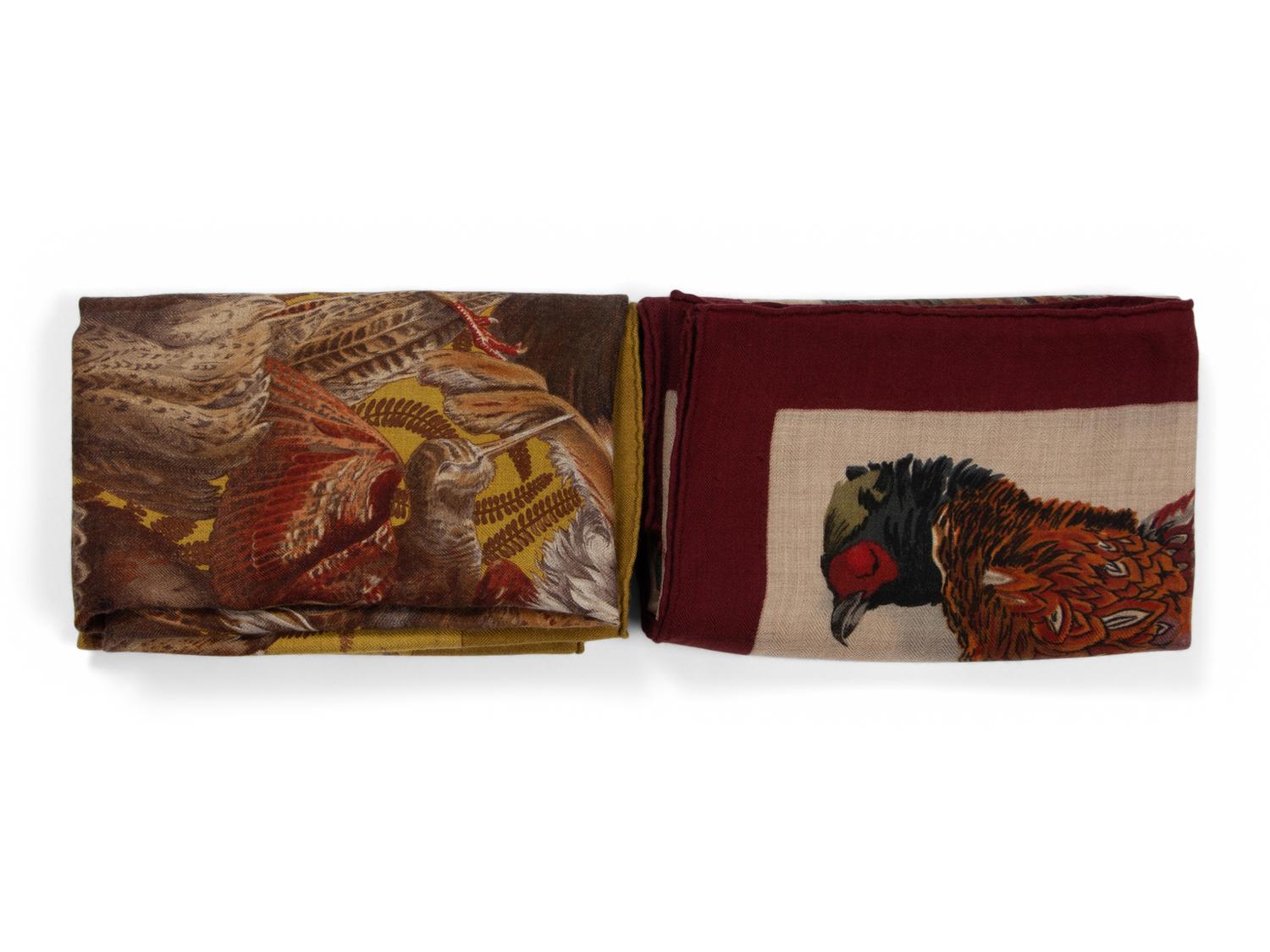 Two Hermès 90cm Silk/Cashmere Scarves
