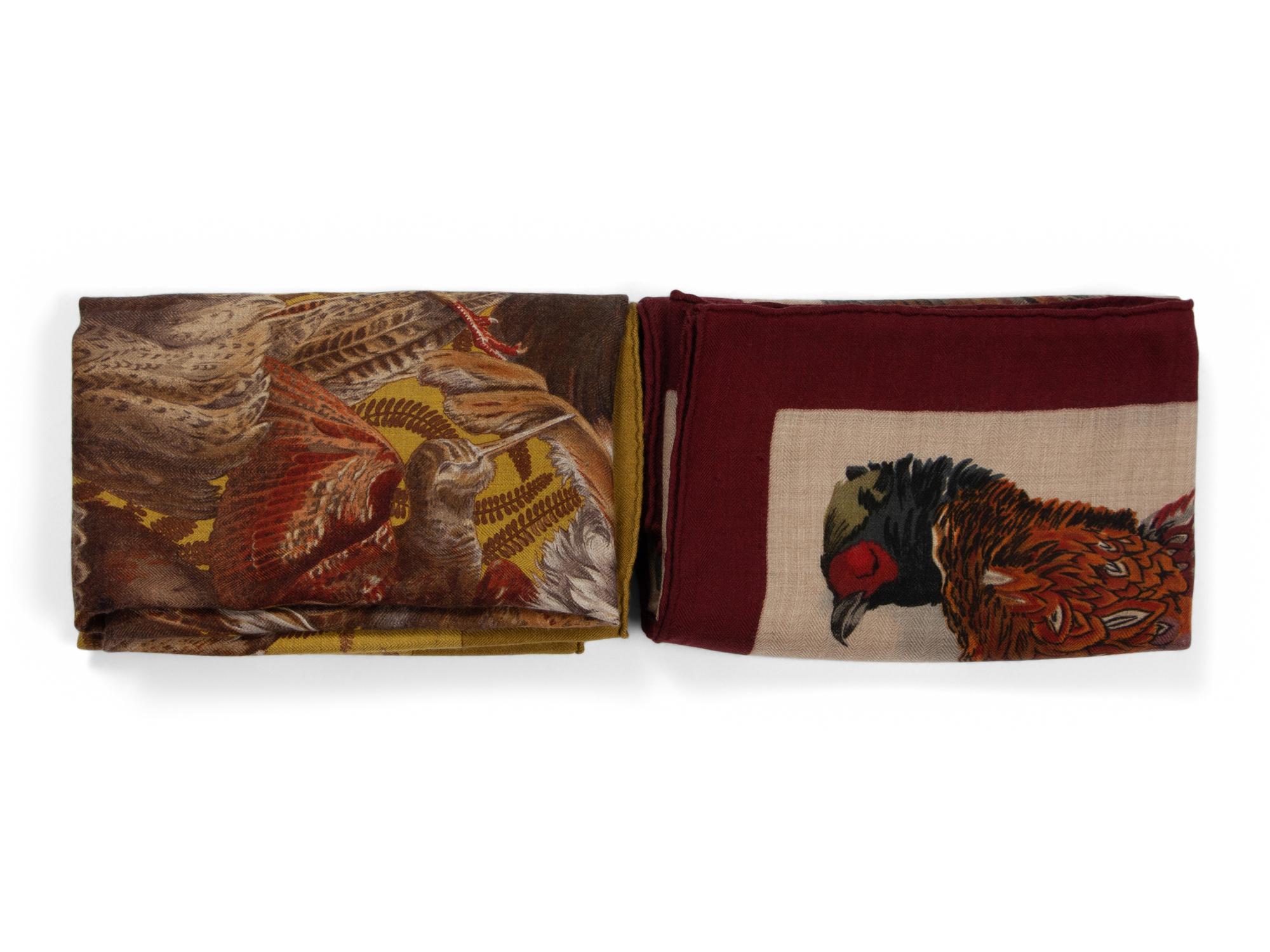 Two Hermès 90cm Silk/Cashmere Scarves