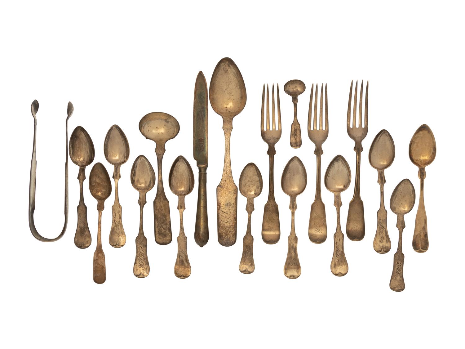 A Group of American Coin Silver Flatware Articles