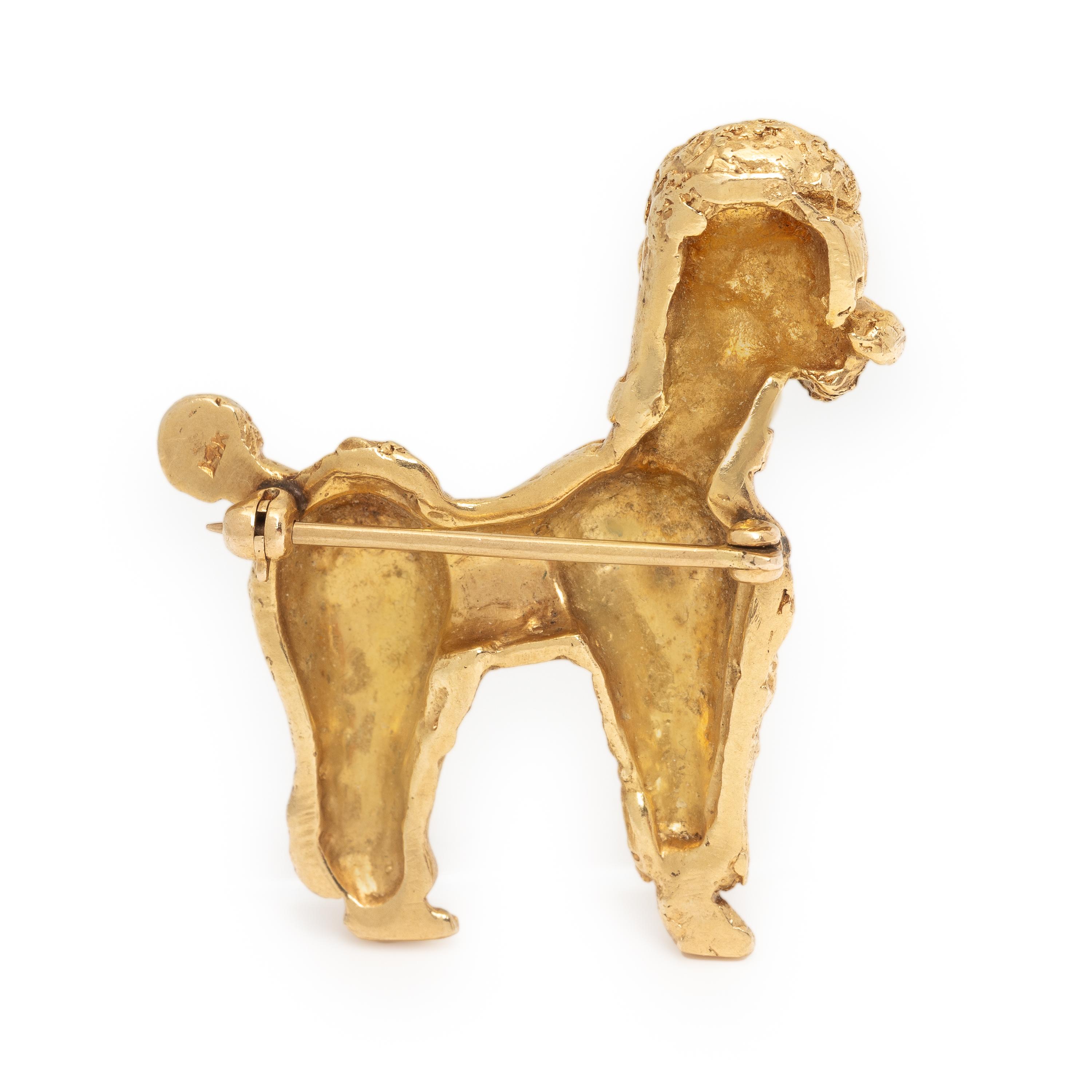 Yellow Gold and Ruby Poodle Brooch