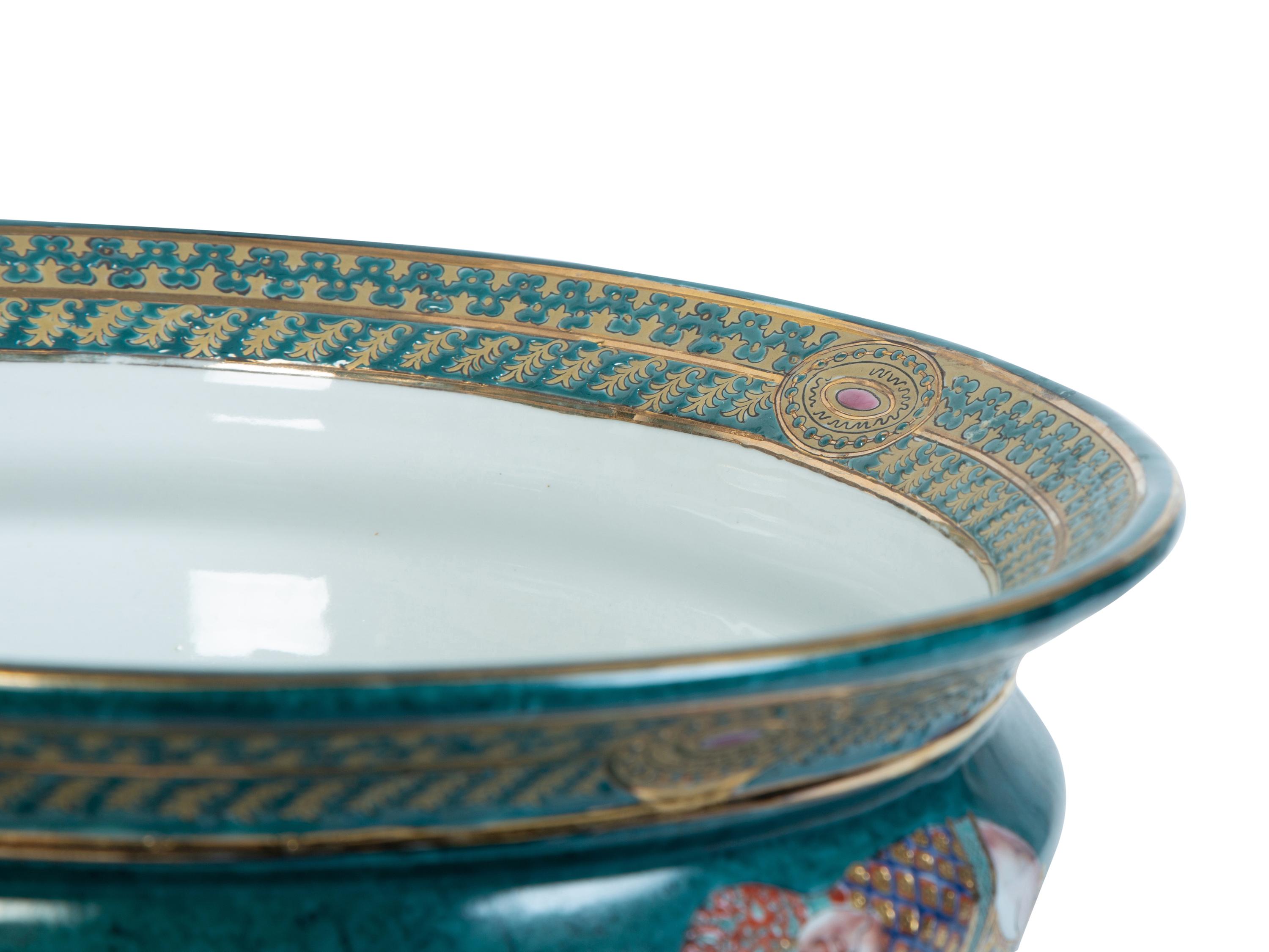 An Indian Hand-Painted Porcelain Center Bowl — 20TH CENTURY