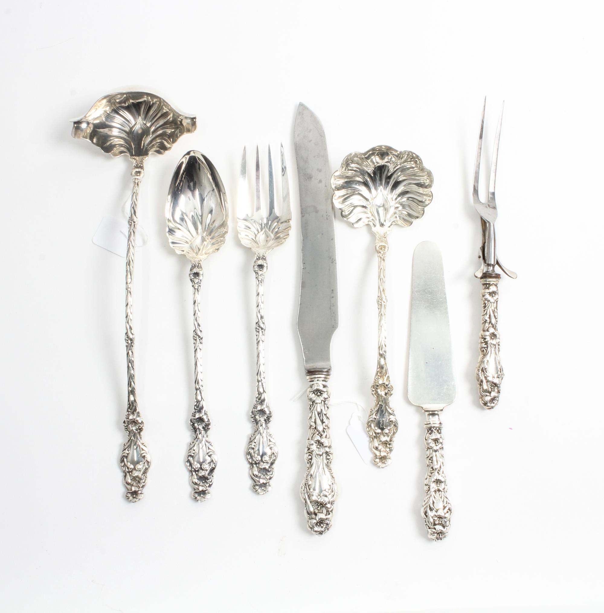 A Group of American Silver Serving Articles, Whiting Mfg. Co., New York, NY, Lily pattern, comprising: 1 soup ladle 1 sauce ladle 1 ser