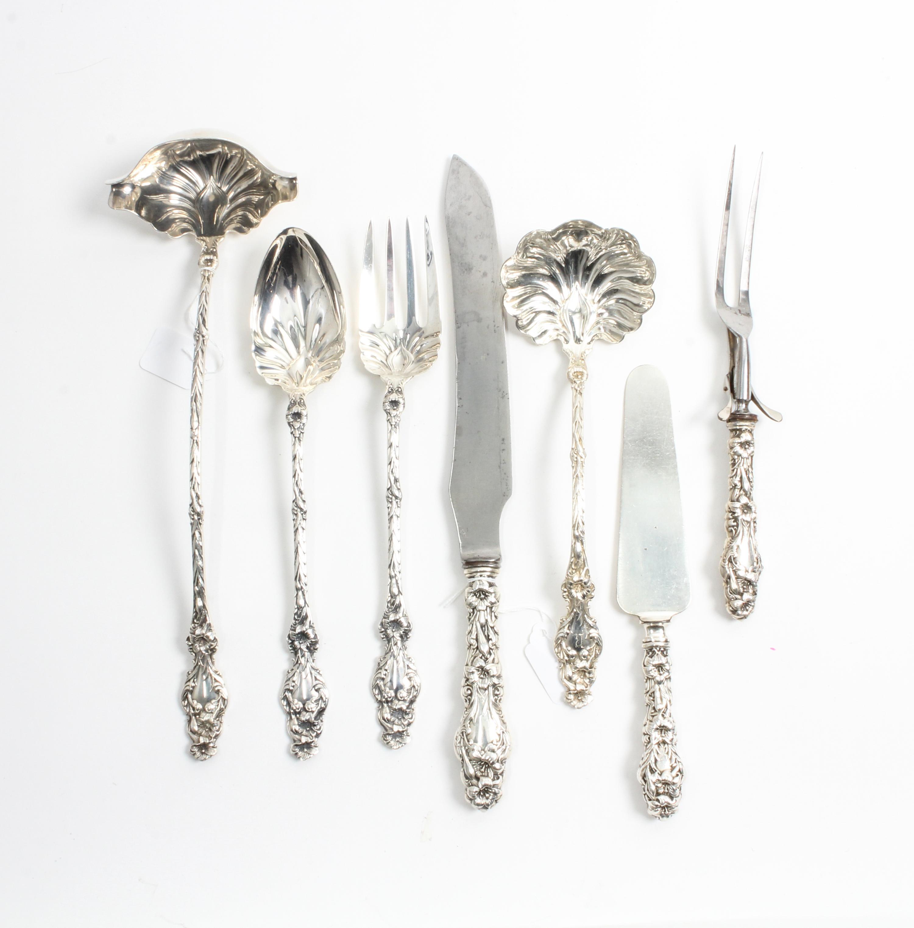 A Group of American Silver Serving Articles, Whiting Mfg. Co., New York, NY, Lily pattern, comprising: 1 soup ladle 1 sauce ladle 1 ser
