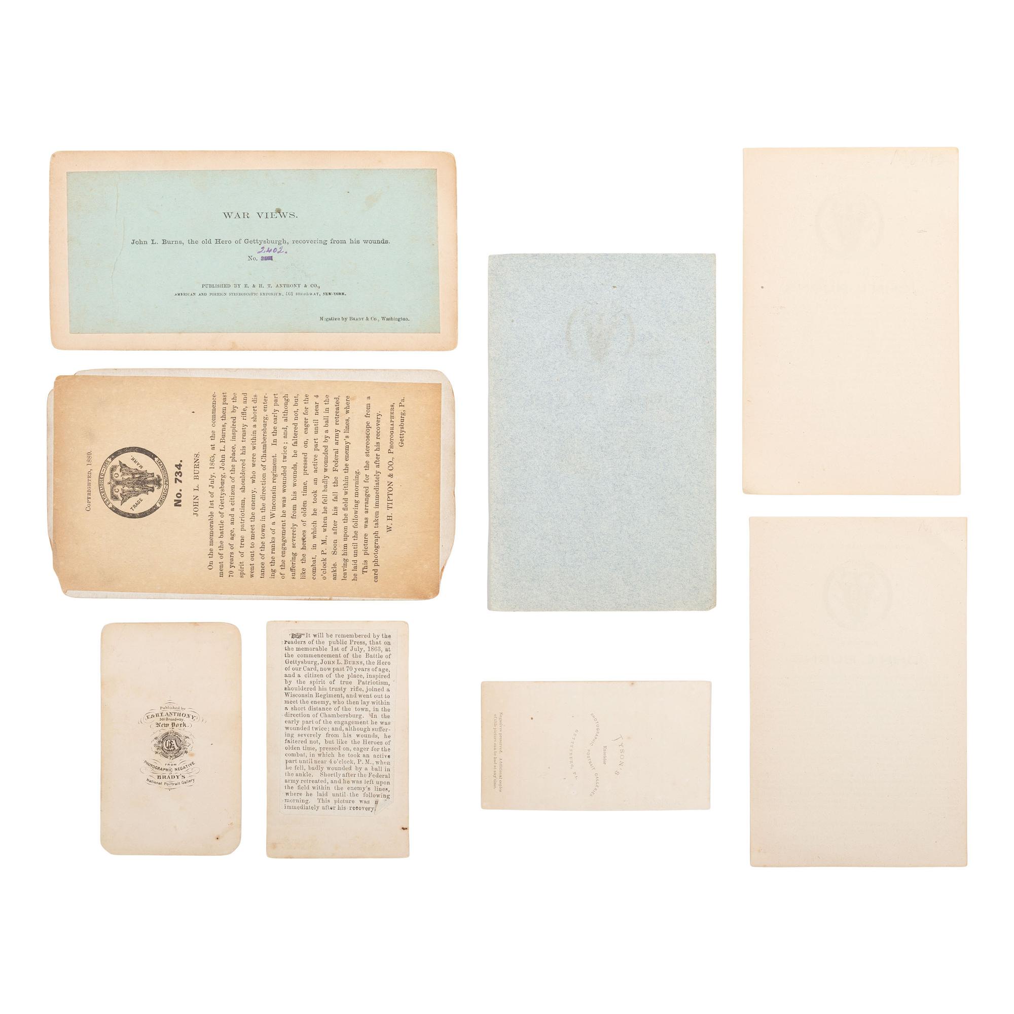 [Civil War] (Burns, John L.) Photographs and Ephemera Identified to the "Hero of Gettysburg."