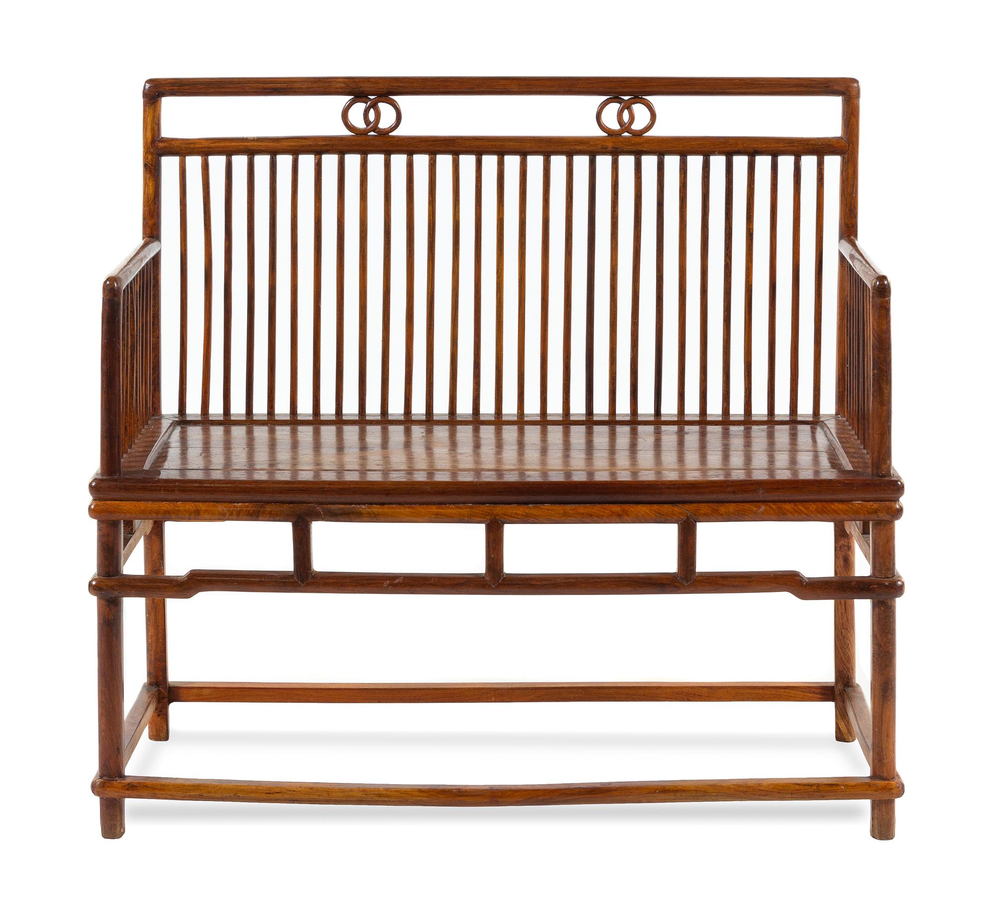 A Huanghuali Bench Height 37 1/2 x length 40 3/4 x width 17 3/4 inches. — QING DYNASTY (1644-1912)