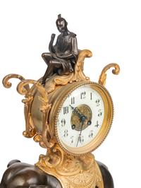 A French Gilt and Patinated Bronze Elephant and Rider Mantel Clock