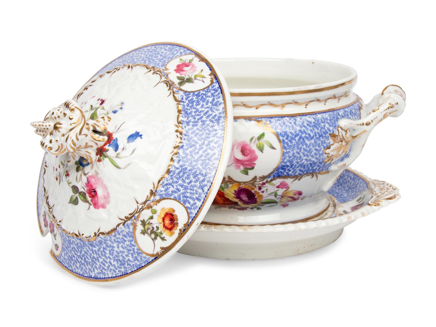 A Coalport Porcelain Tureen and Underplate