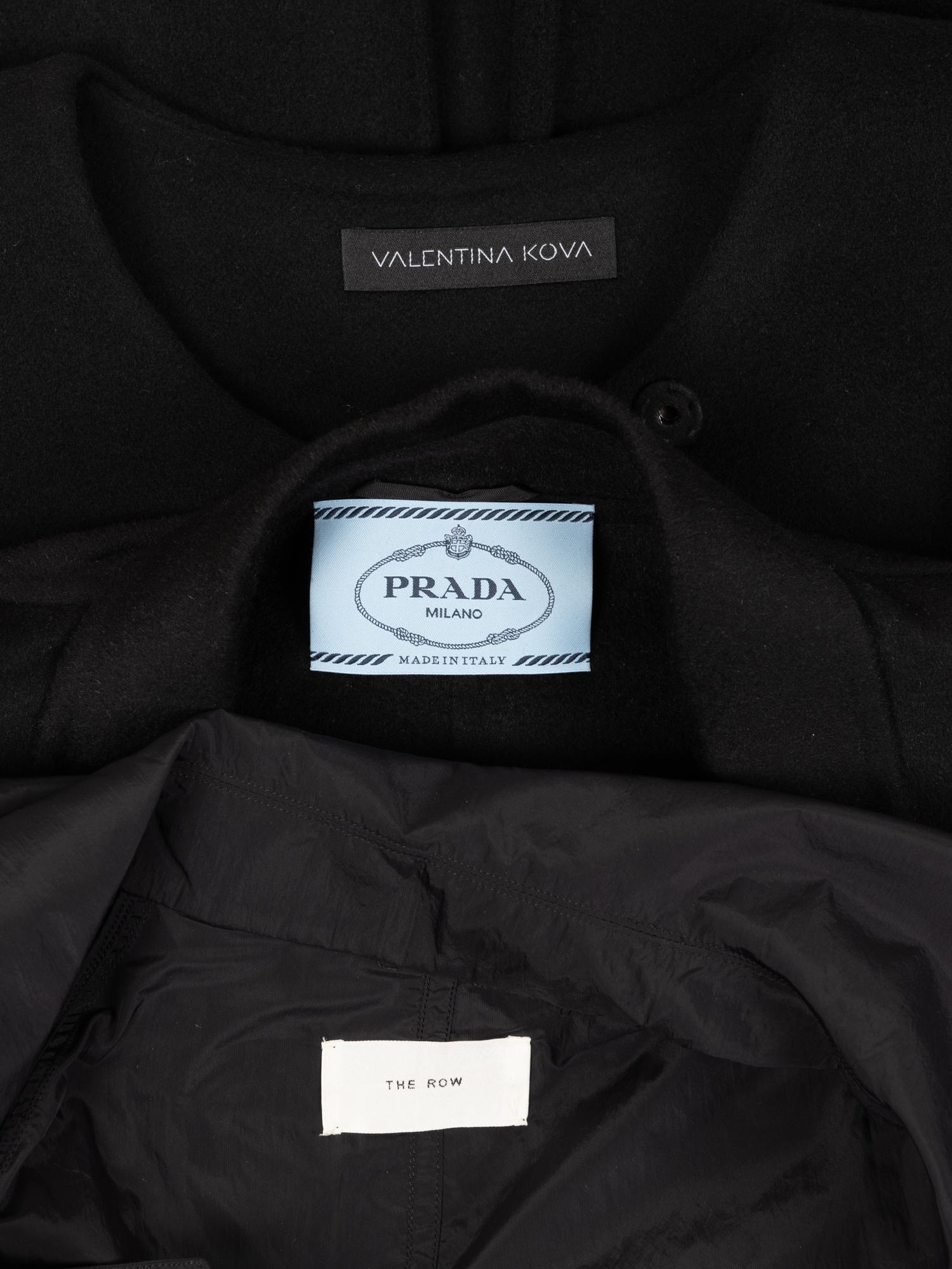 Three Designer Coats: Prada, The Row, Valentina Kova, 2000-10s