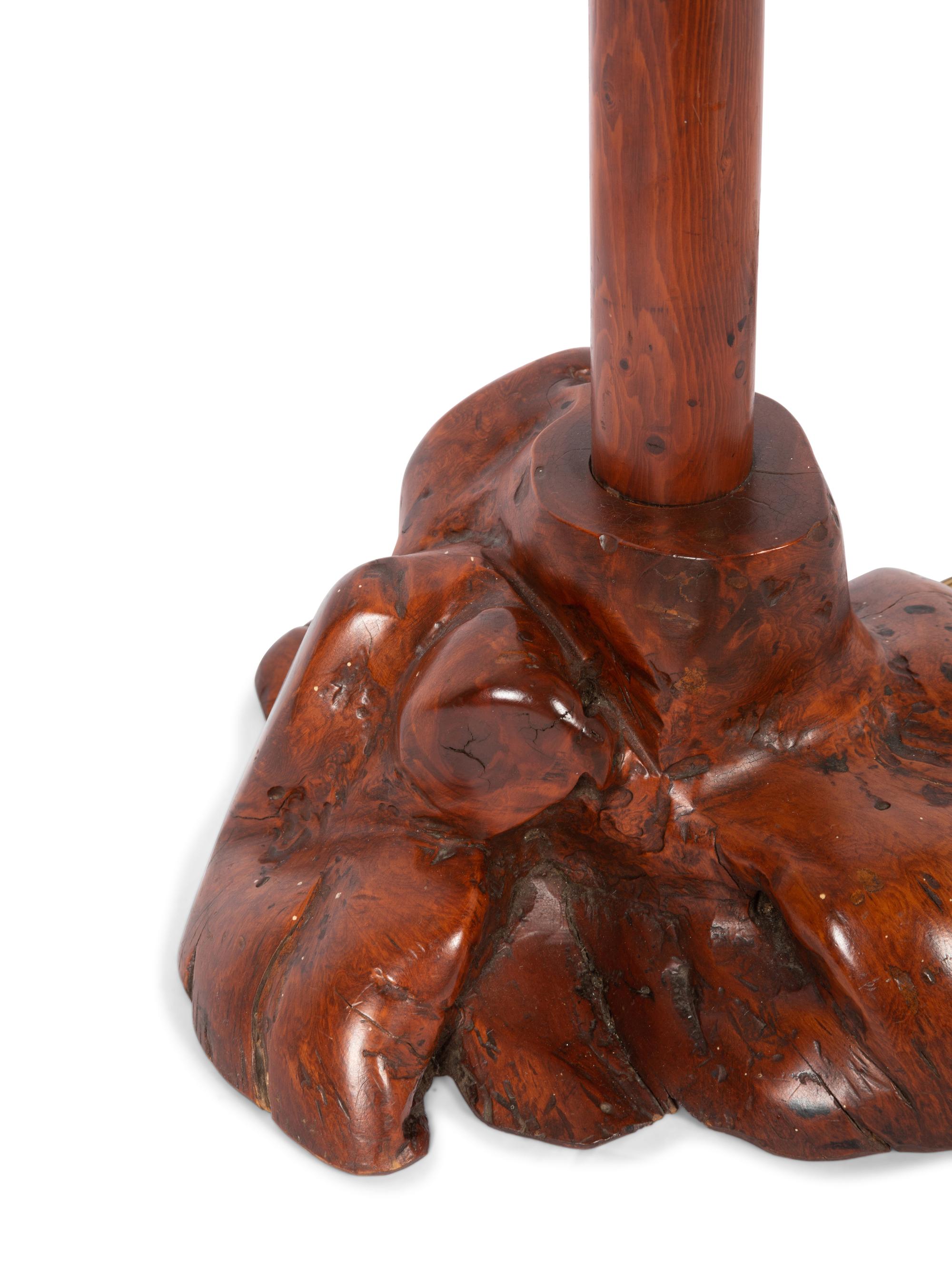Burled Wood Floor Lamp