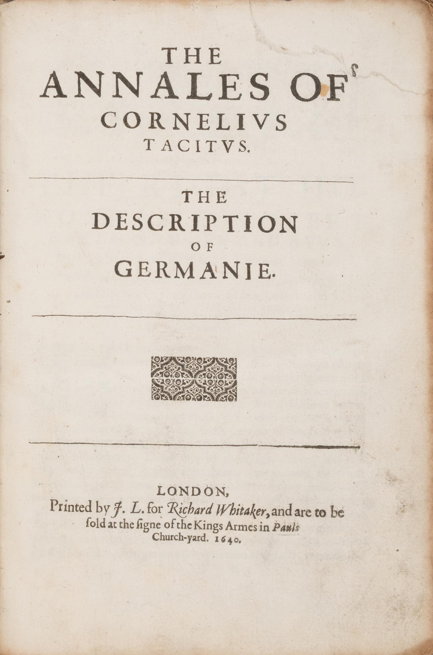 [History] The Annales of Cornelius Tacitus. The Description of Germanie