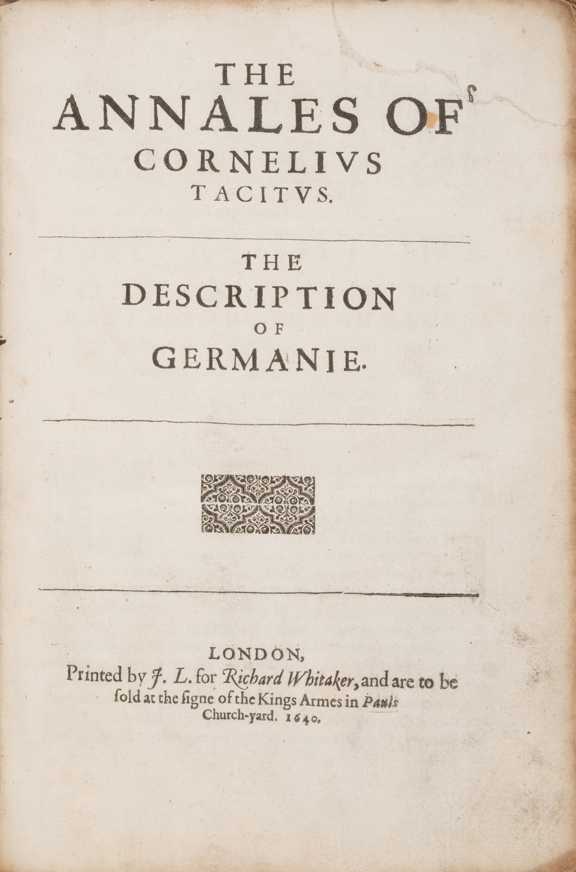 [History] The Annales of Cornelius Tacitus. The Description of Germanie