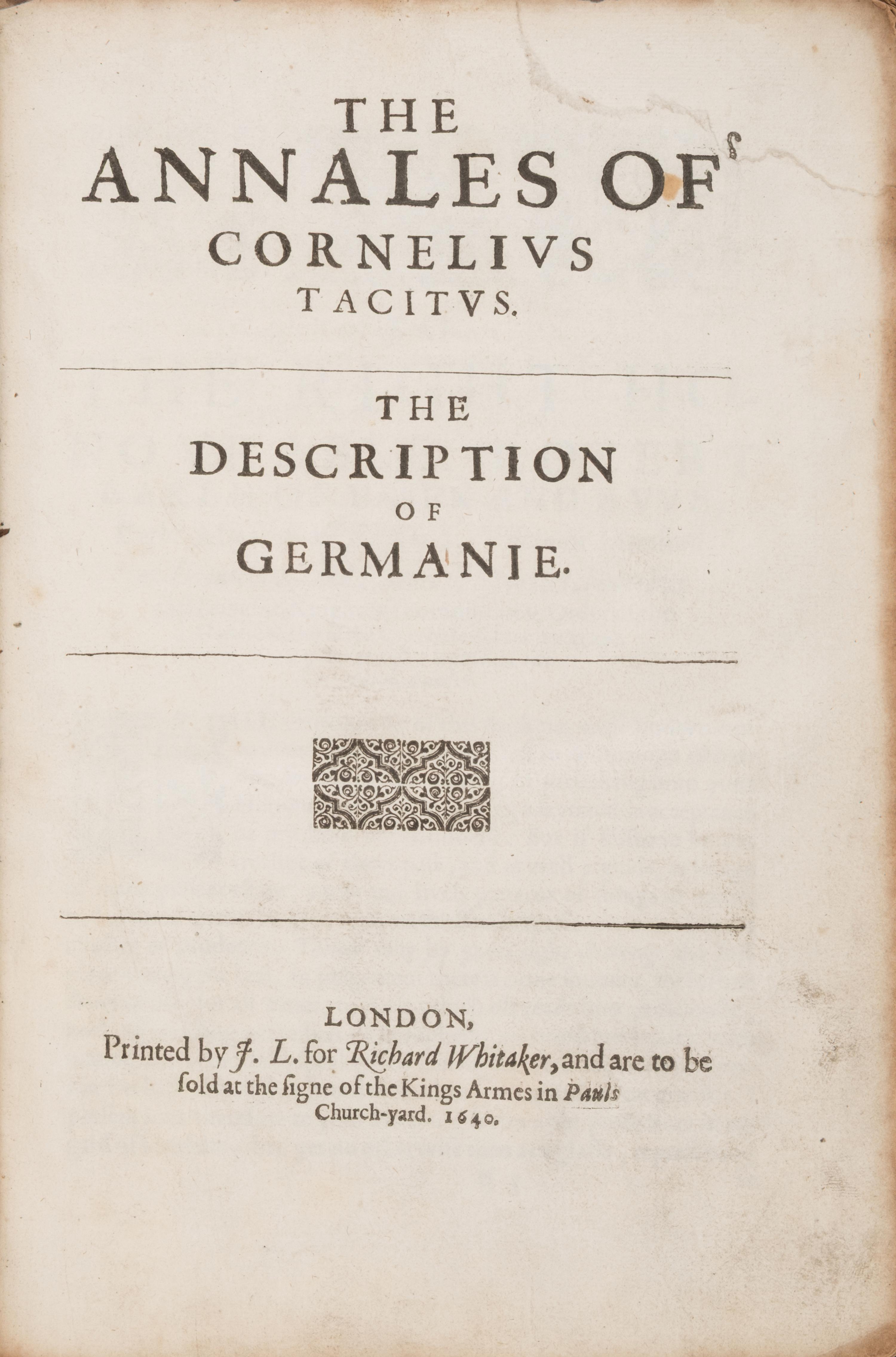 [History] The Annales of Cornelius Tacitus. The Description of Germanie