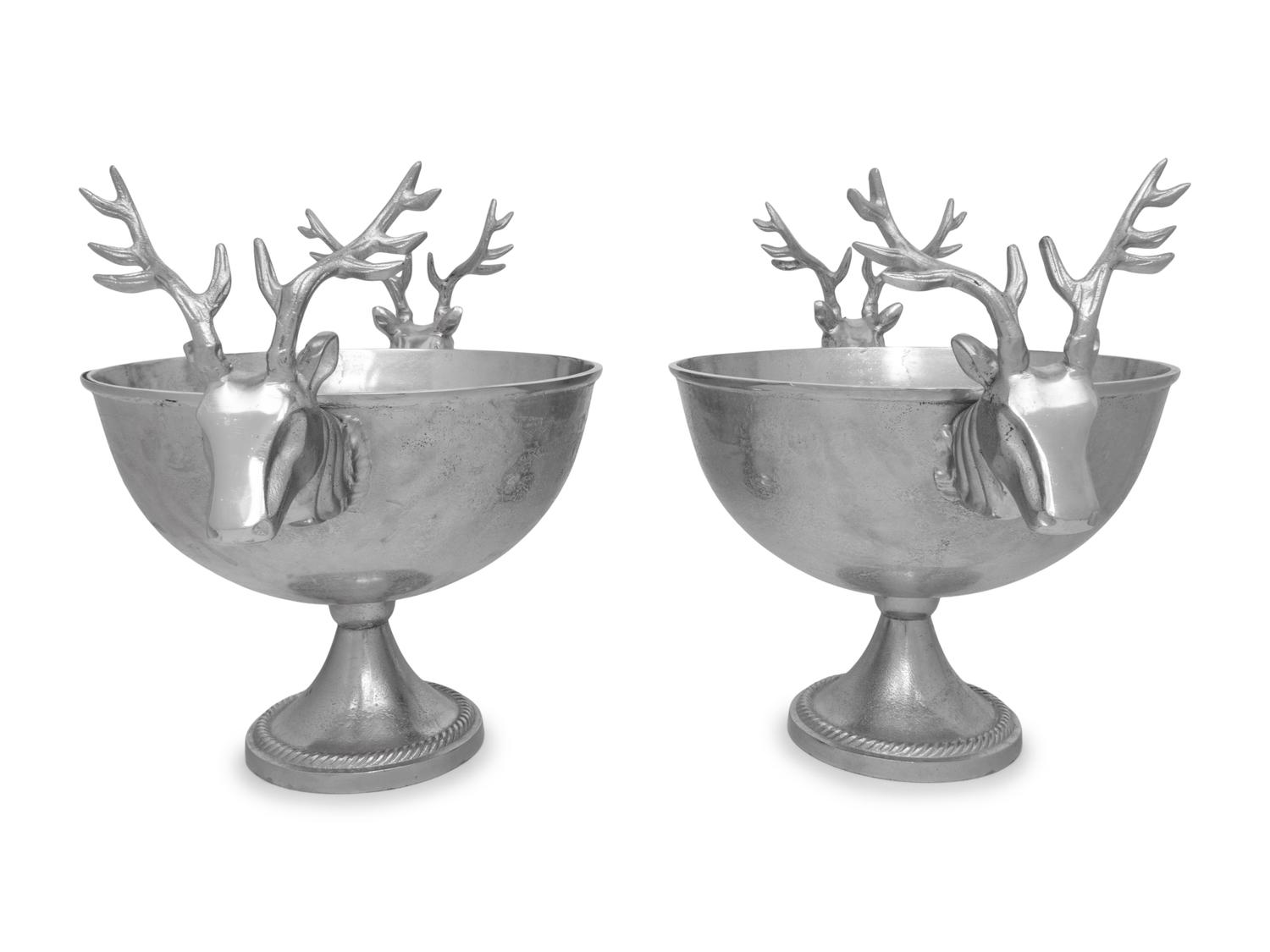 Three Stag-Theme Cast Metal Bottle Coolers