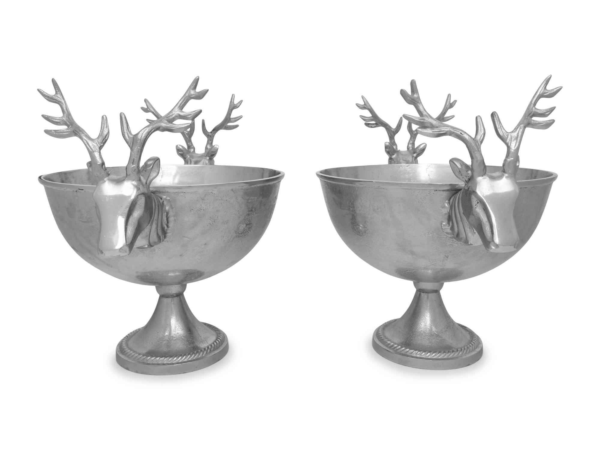 Three Stag-Theme Cast Metal Bottle Coolers