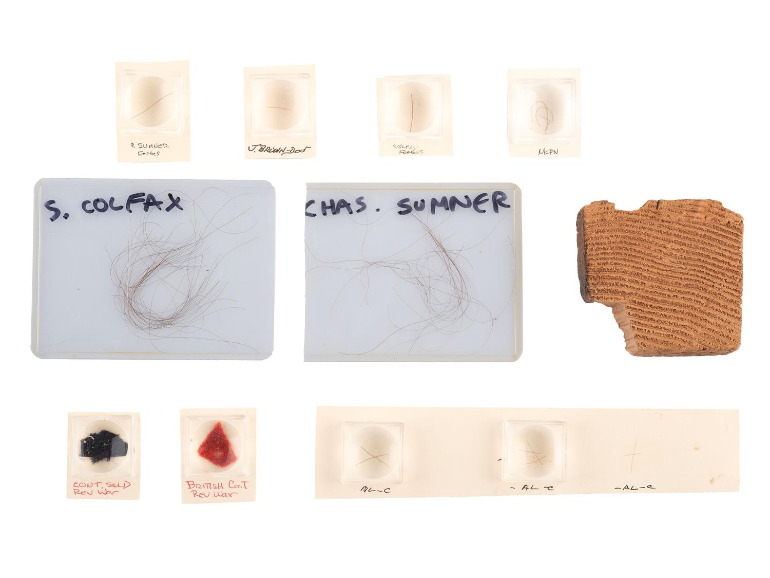 [CIVIL WAR]. Collection of relics, hair samples, & other artifacts, incl. wood from the Merrimack .