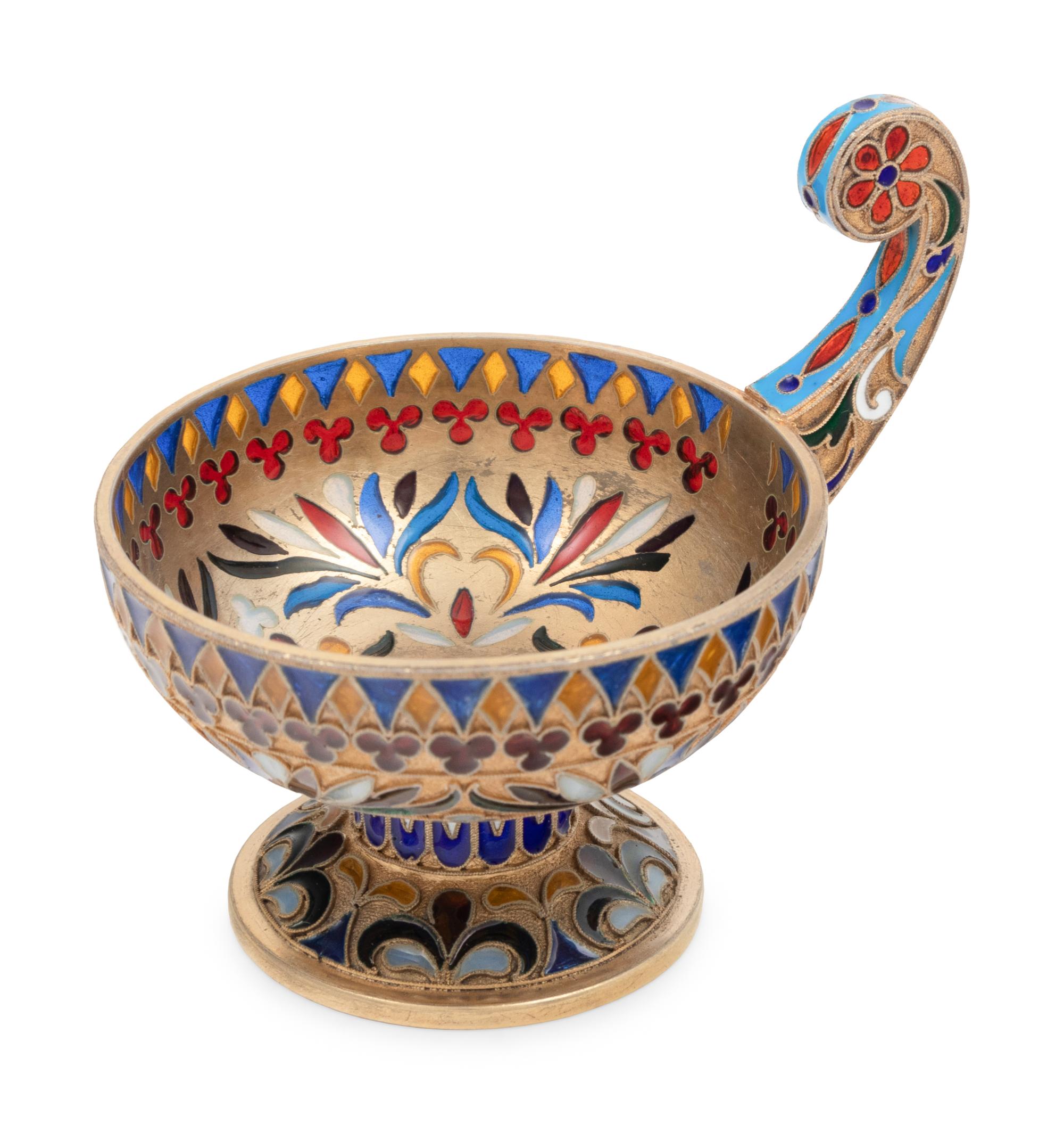 A Russian Plique-à-Jour Enameled Silver Charka