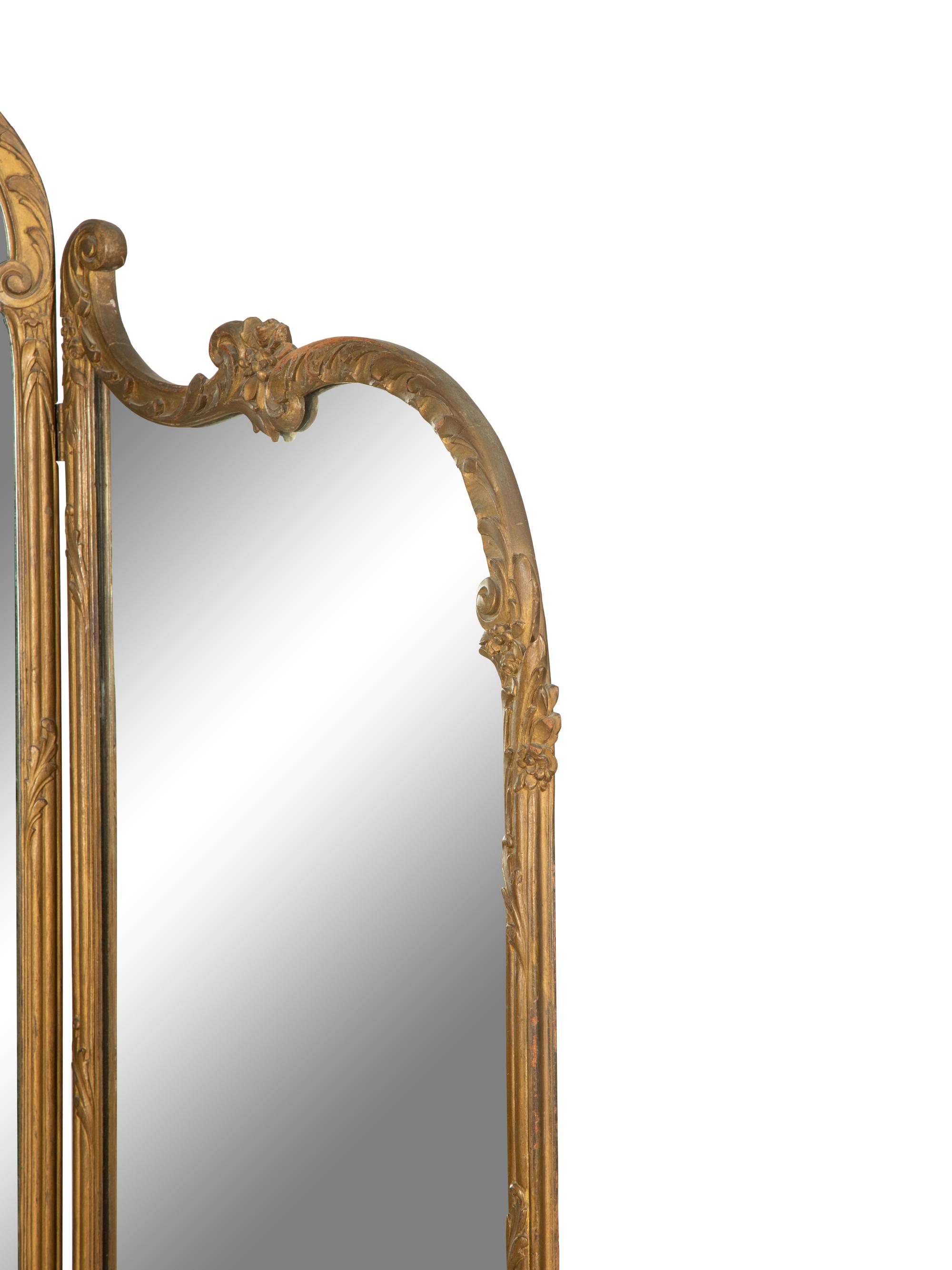 A Louis XV Style Three-Panel Mirrored Room Divider
