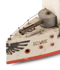 A Carved and Painted Folk Art Battleship, Delware