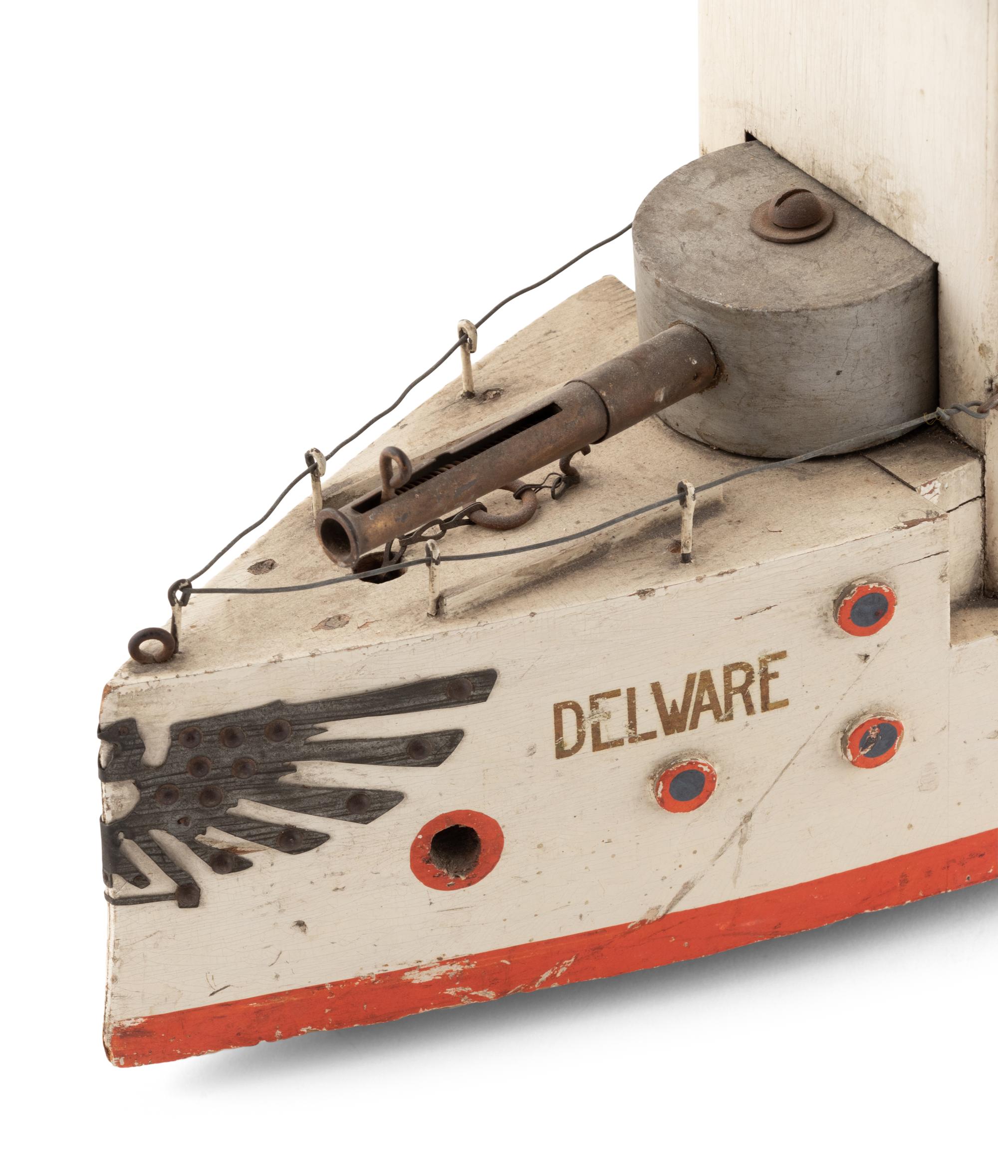 A Carved and Painted Folk Art Battleship, Delware