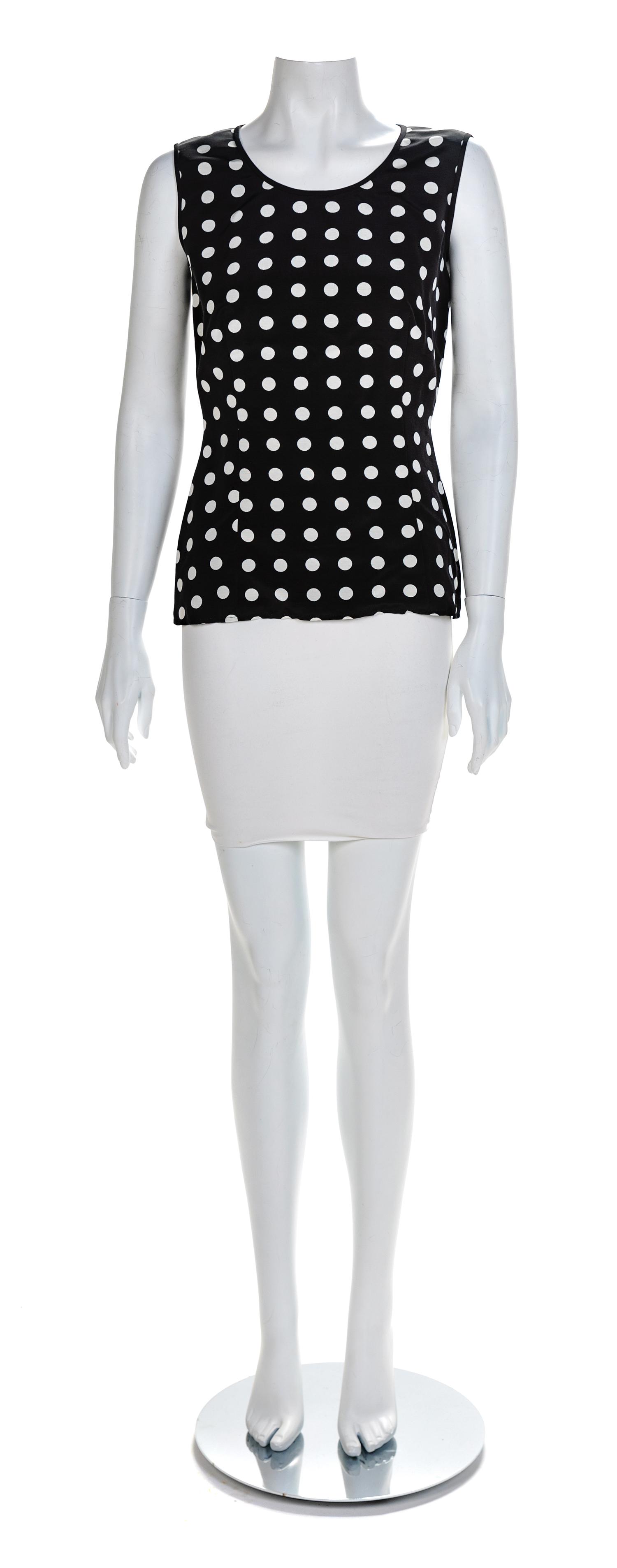 Atelier Versace Black with Polkadot Sleeveless Top, 1990s No size label