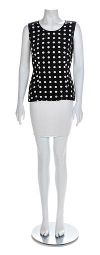 Atelier Versace Black with Polkadot Sleeveless Top, 1990s No size label