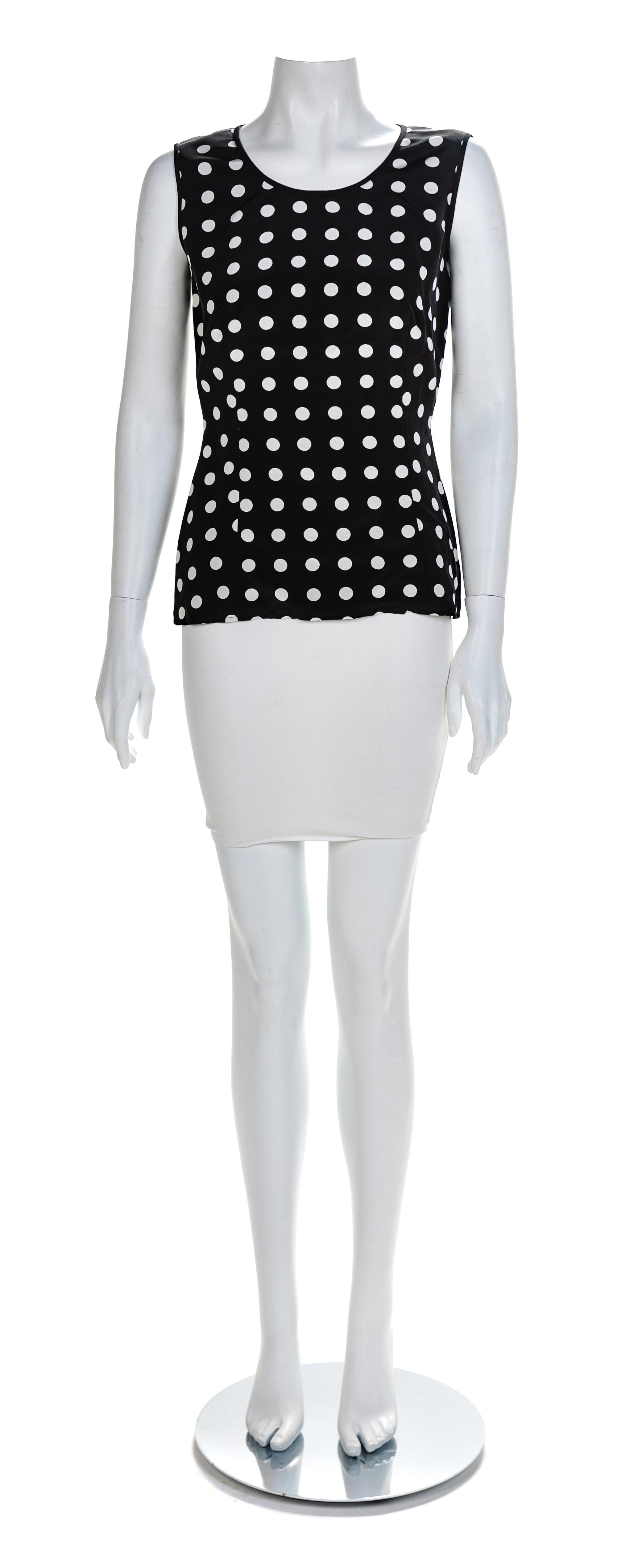 Atelier Versace Black with Polkadot Sleeveless Top, 1990s No size label