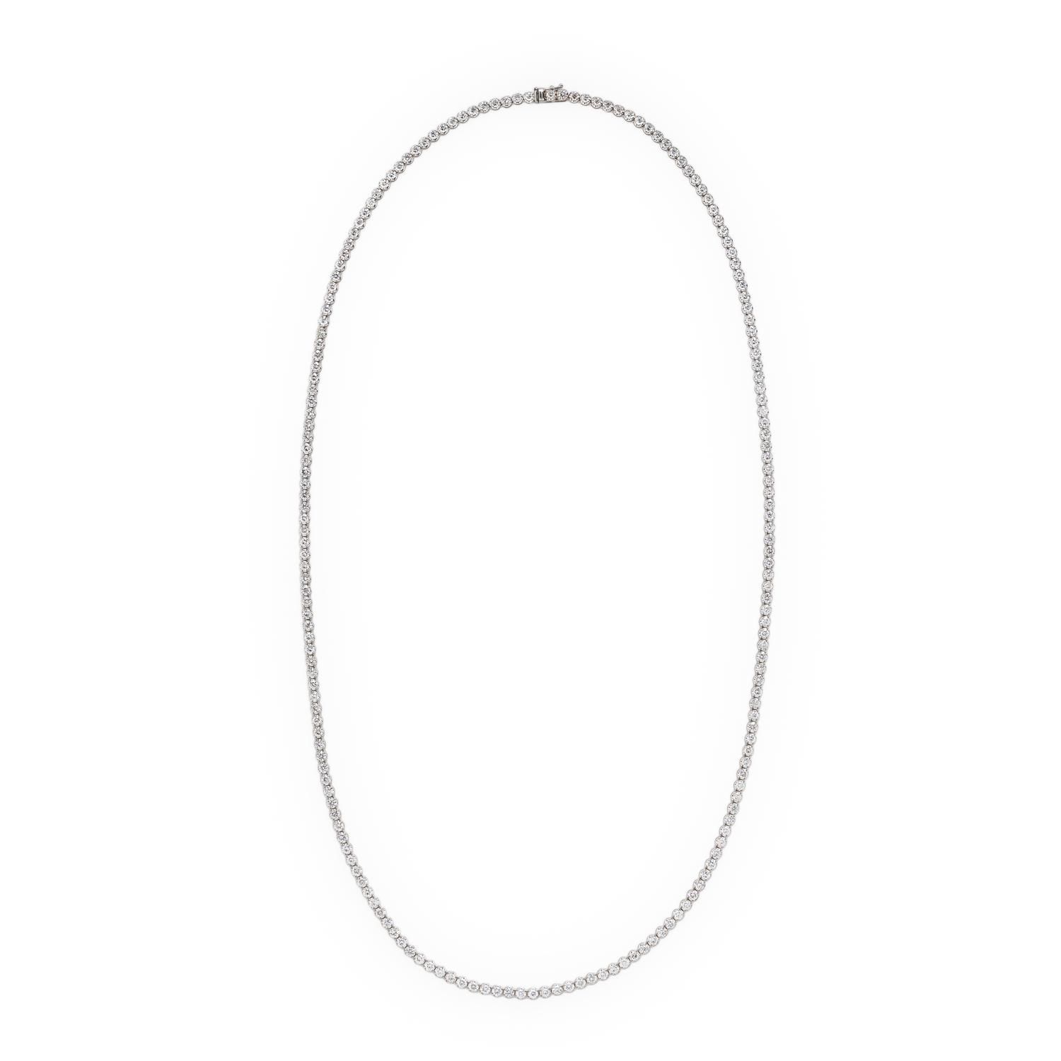 Diamond and White Gold Line Necklace