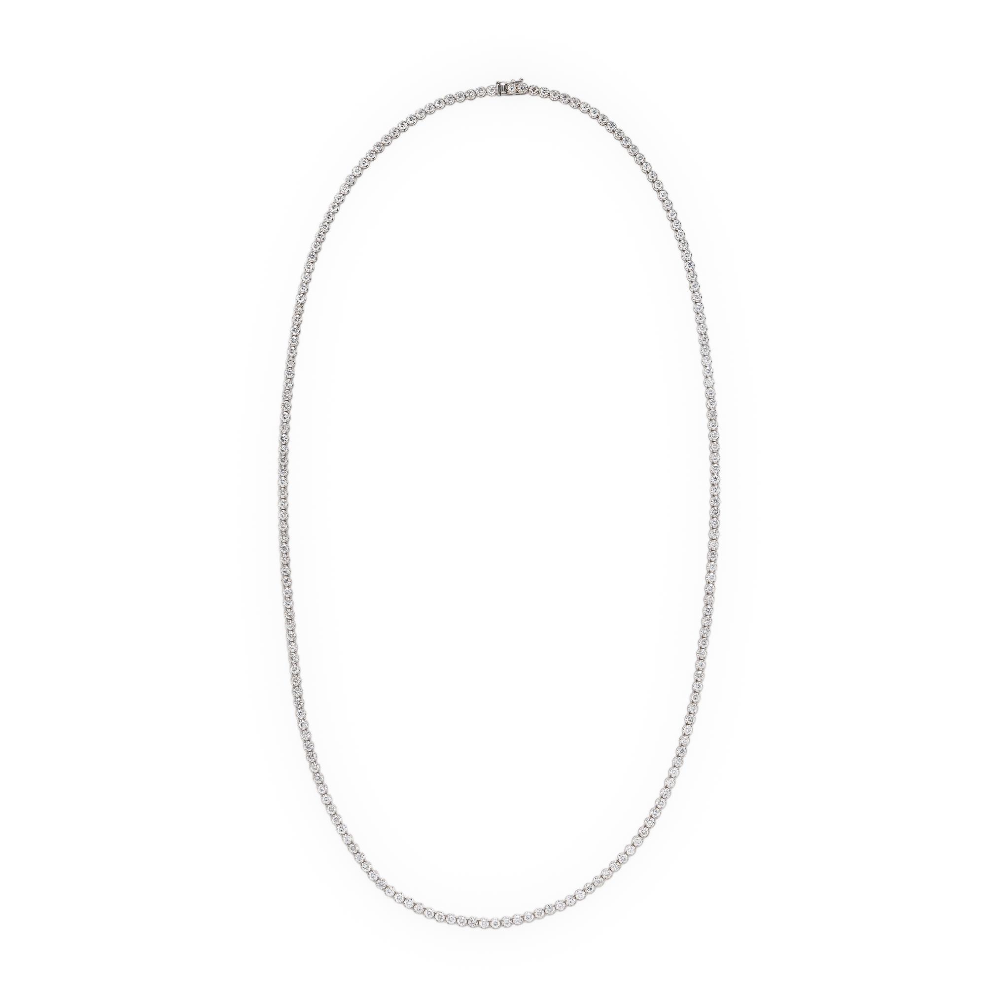 Diamond and White Gold Line Necklace