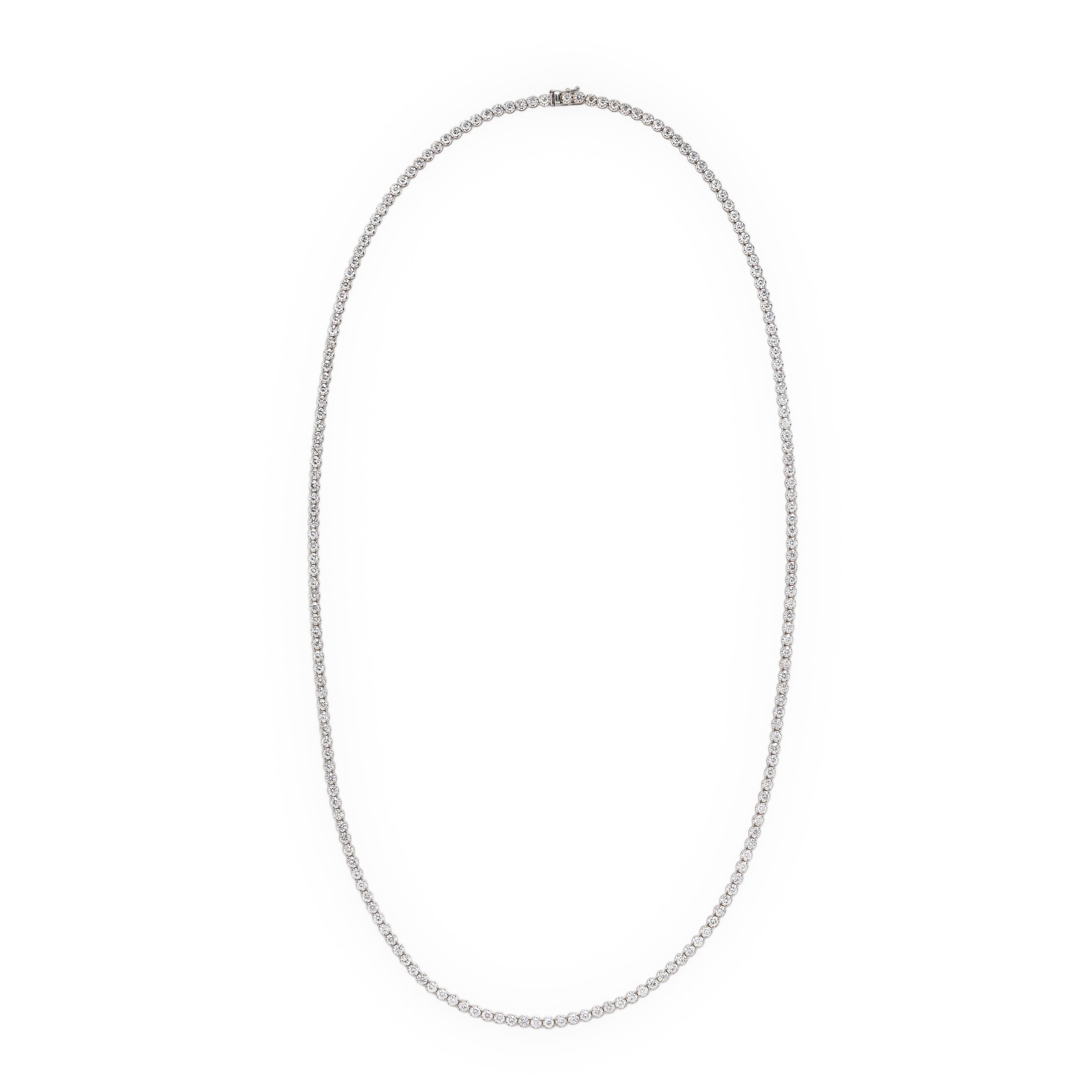 Diamond and White Gold Line Necklace