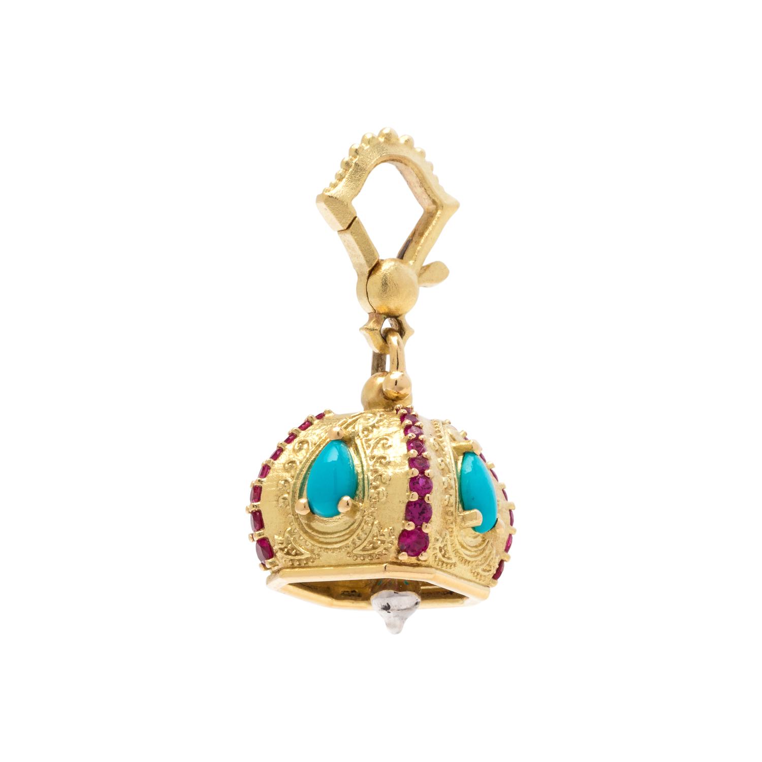 PAUL MORELLI, TURQUOISE AND RUBY 'RAJA MEDITATION BELL' PENDANT