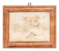 A Pair of Grand Tour Carved Marble and Alabaster Relief Plaques