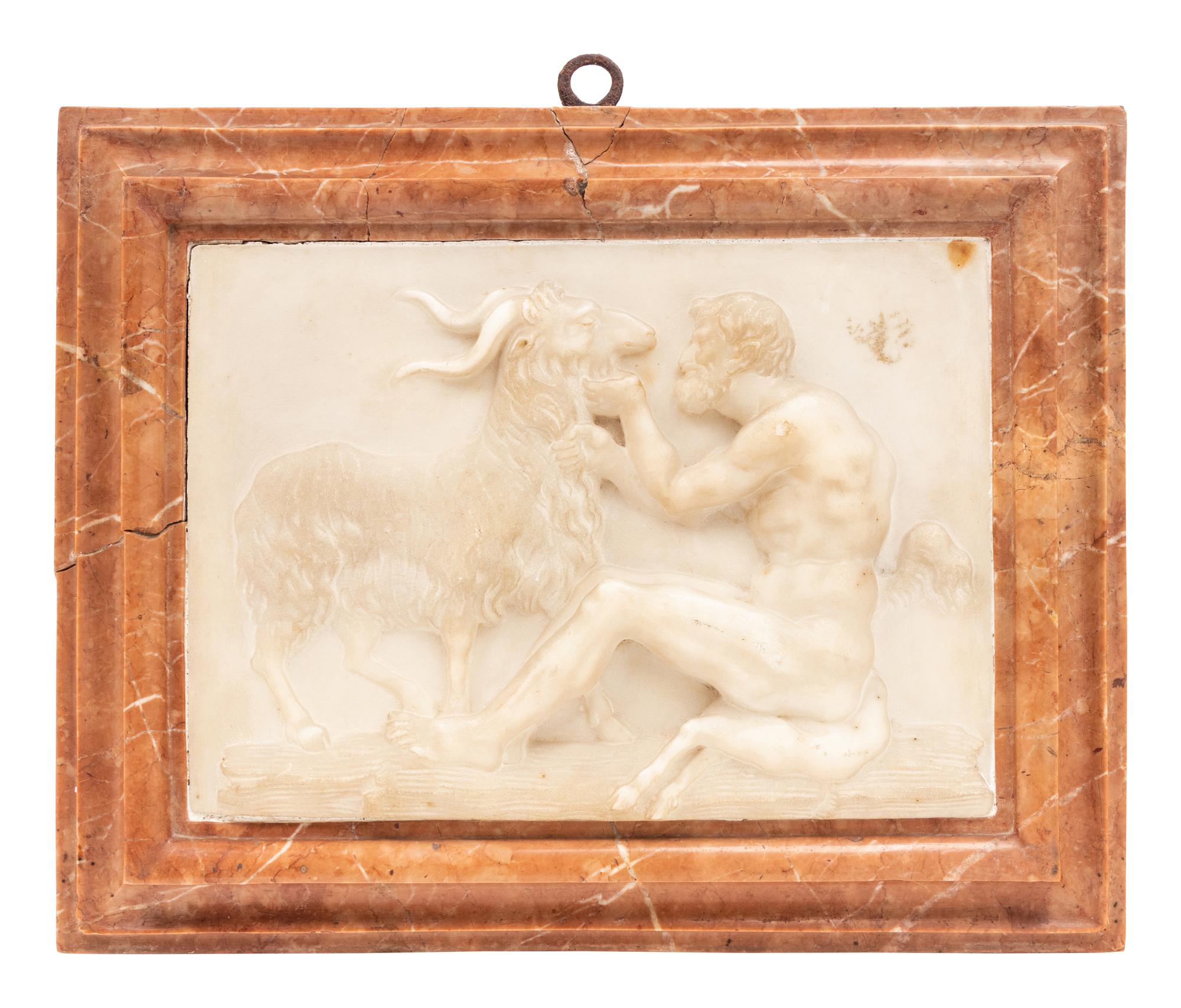 A Pair of Grand Tour Carved Marble and Alabaster Relief Plaques