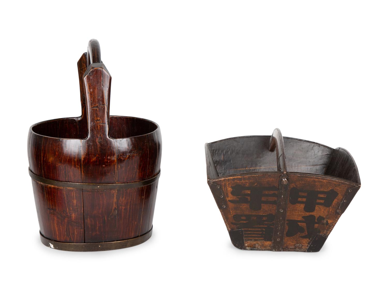 A Chinese Water Bucket and a Grain Bucket — 20TH CENTURY