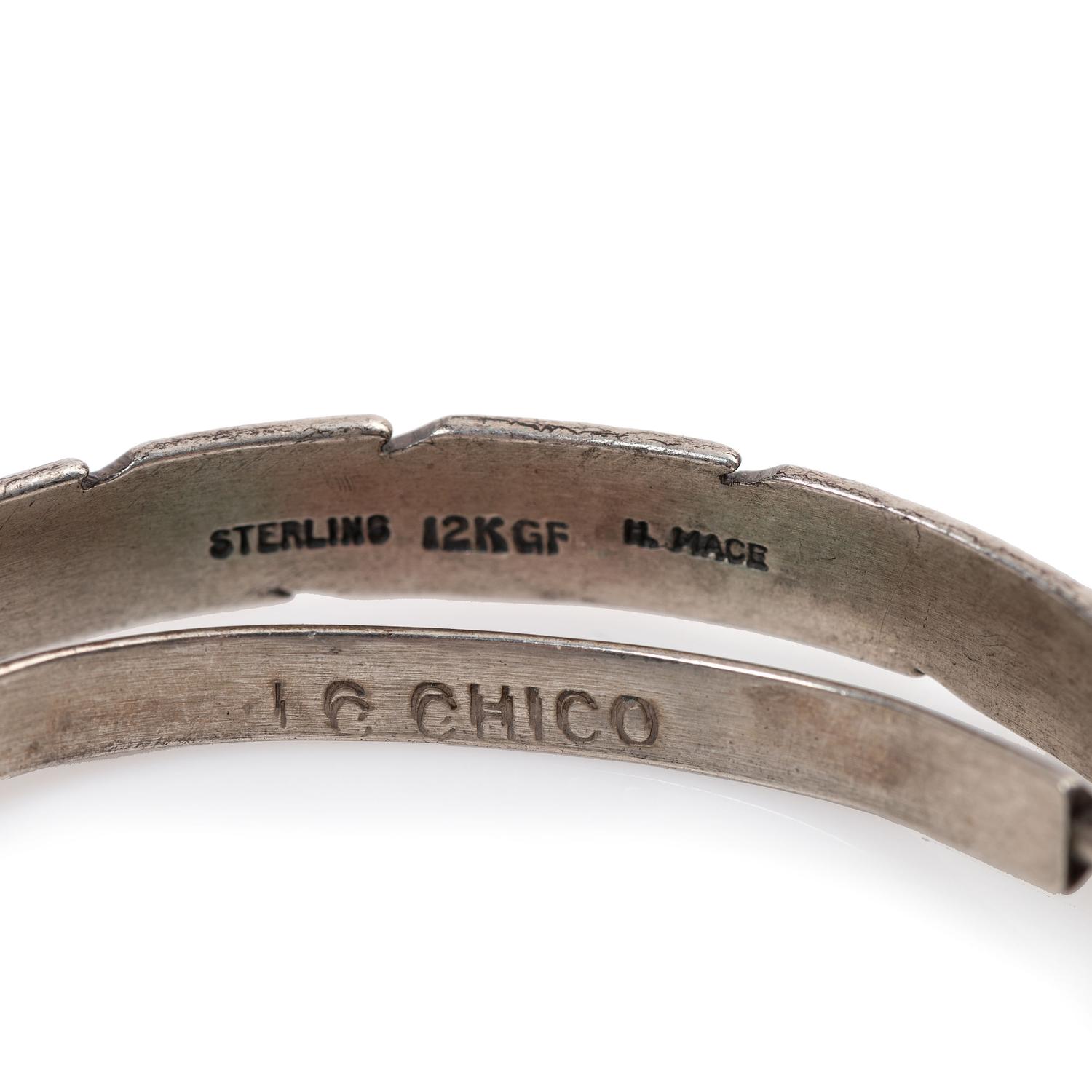 Navajo and Zuni Silver Cuff Bracelets, with Inlay