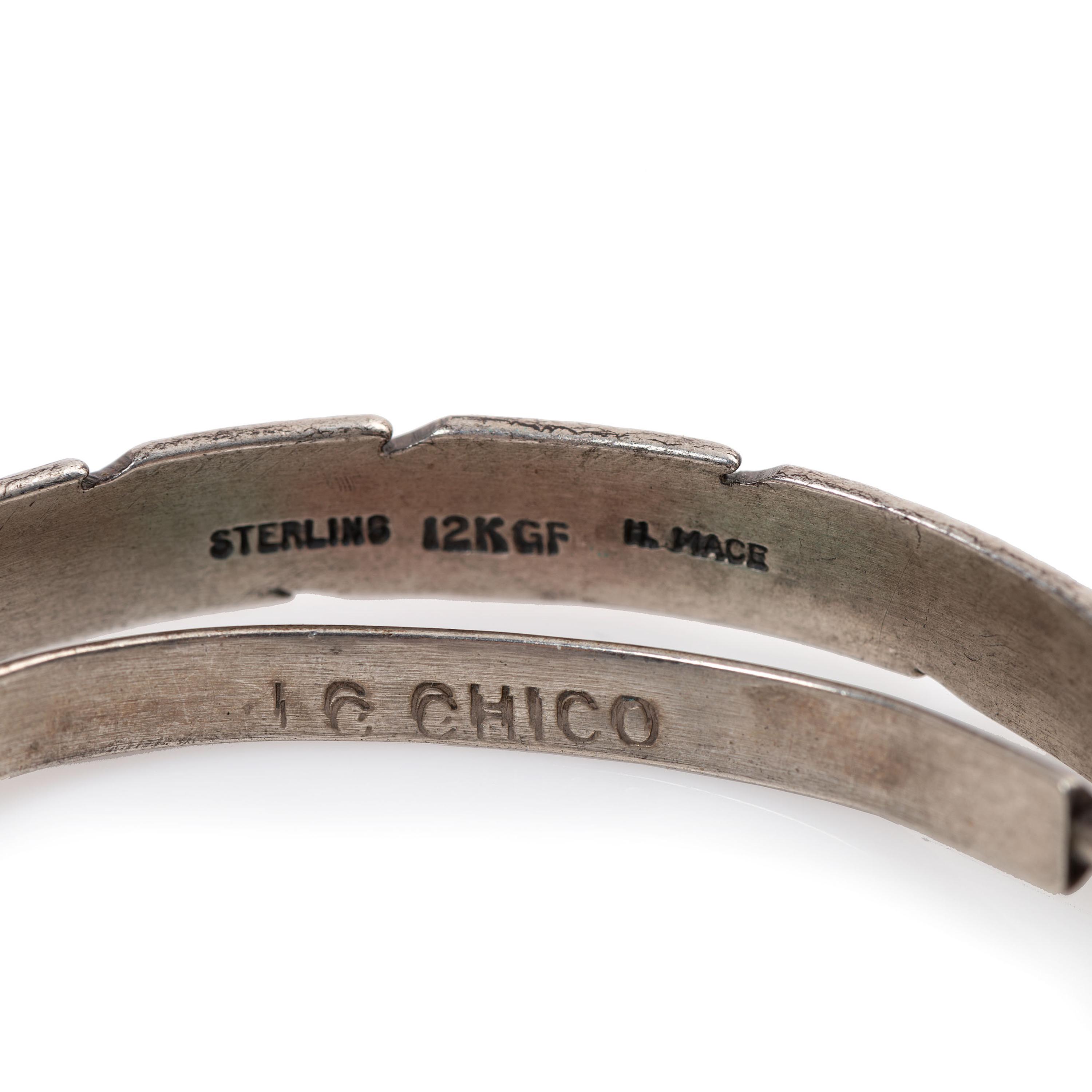 Navajo and Zuni Silver Cuff Bracelets, with Inlay