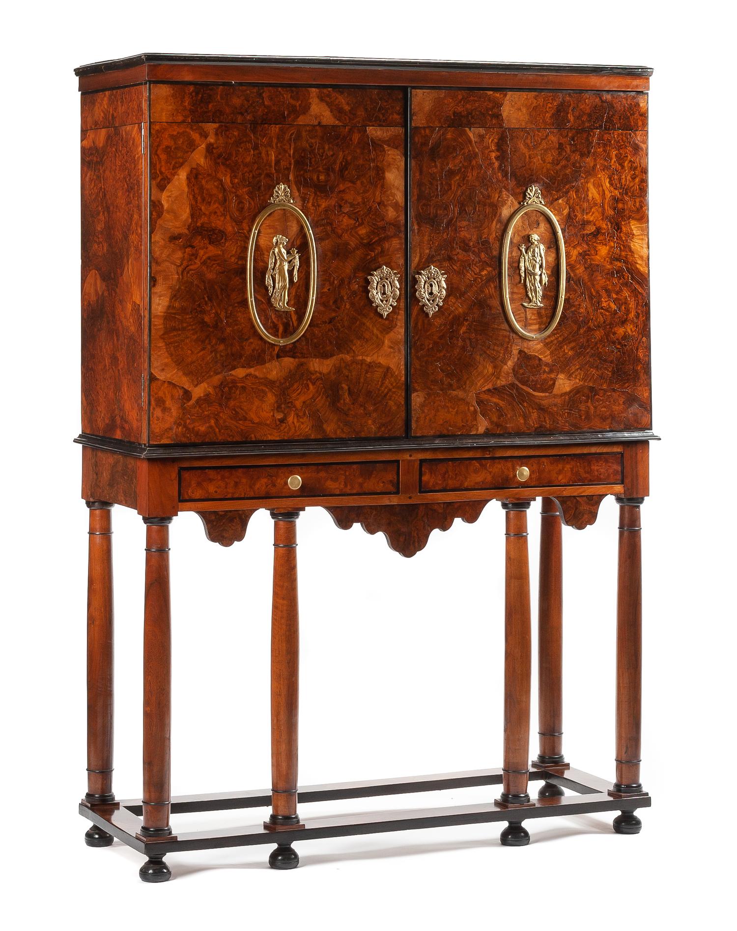 A Dutch Gilt Bronze Mounted Cabinet on Stand Height 76 x width 53 1/2 x depth 20 1/2 inches. — 19TH CENTURY, THE STAND AND MOUNTS LATER