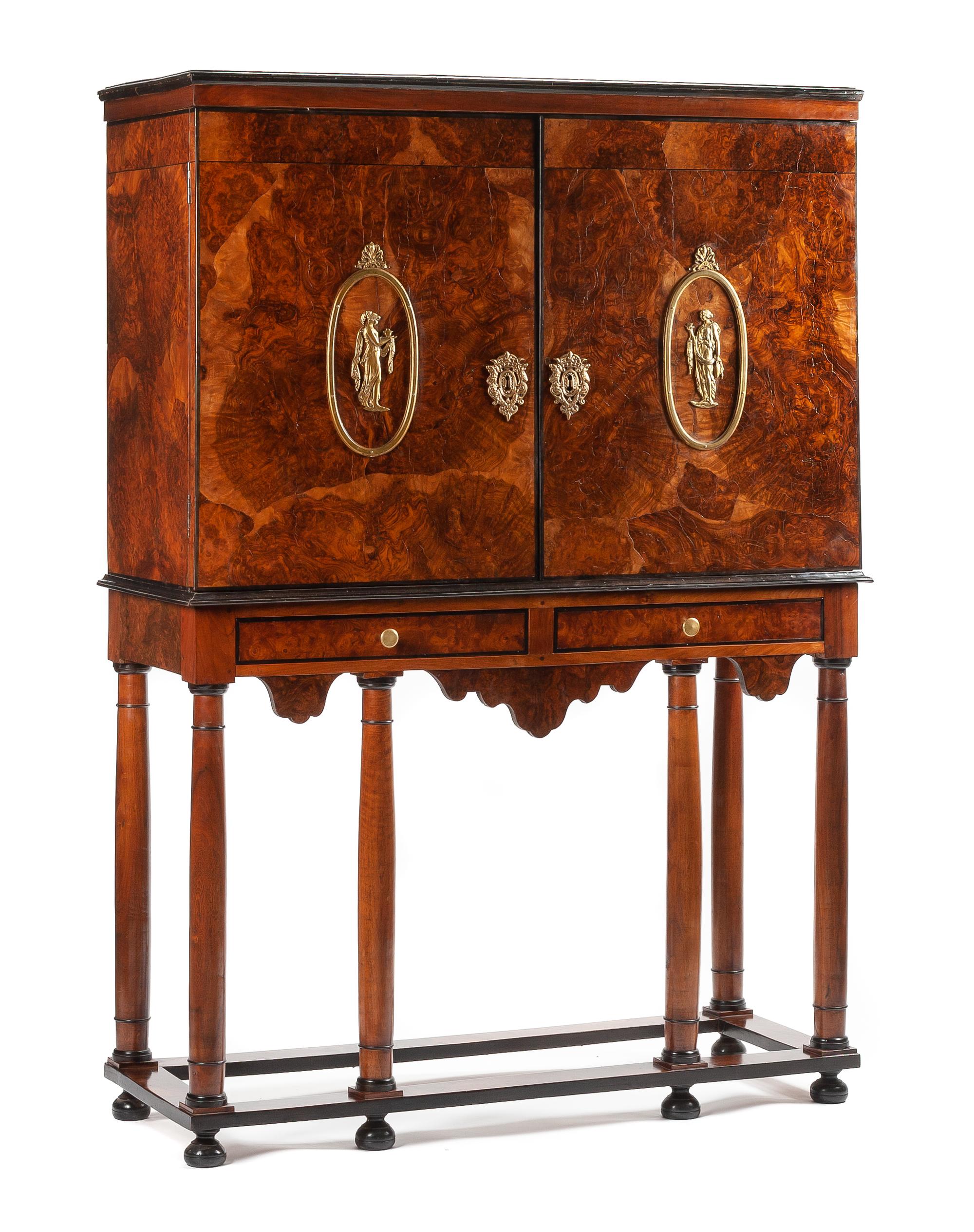 A Dutch Gilt Bronze Mounted Cabinet on Stand Height 76 x width 53 1/2 x depth 20 1/2 inches. — 19TH CENTURY, THE STAND AND MOUNTS LATER