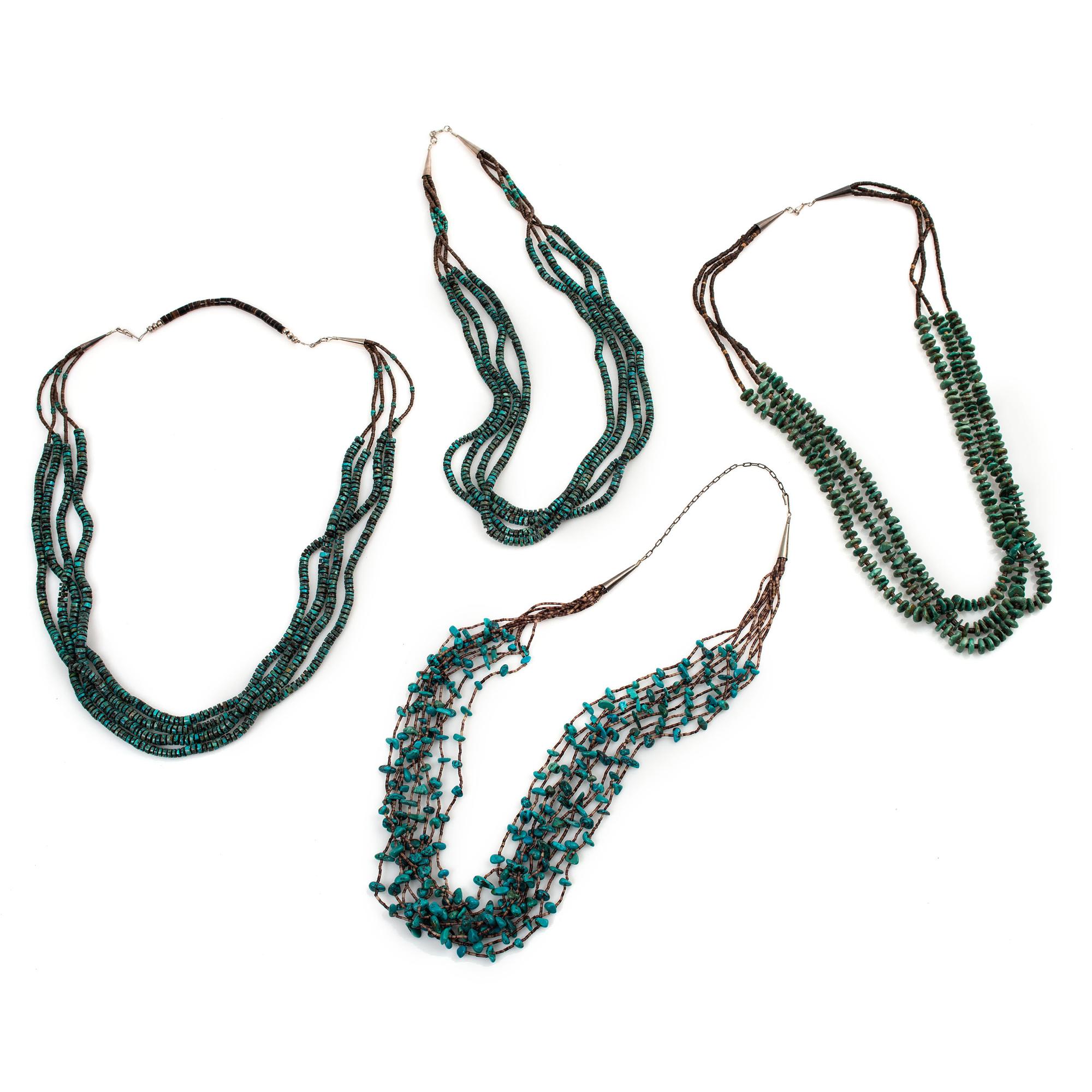 Southwestern-Style Multi-Strand Turquoise and Heishi Necklaces