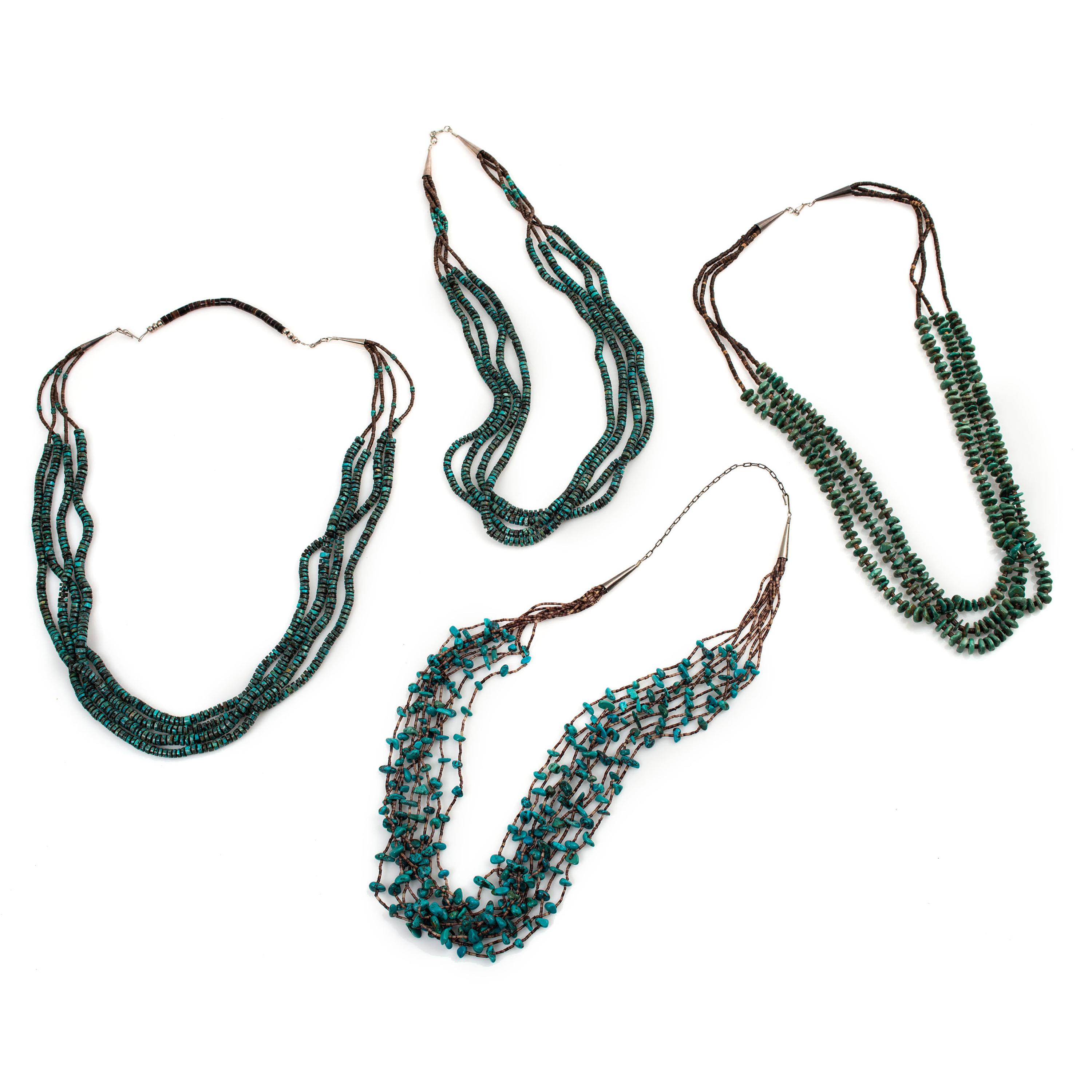 Southwestern-Style Multi-Strand Turquoise and Heishi Necklaces